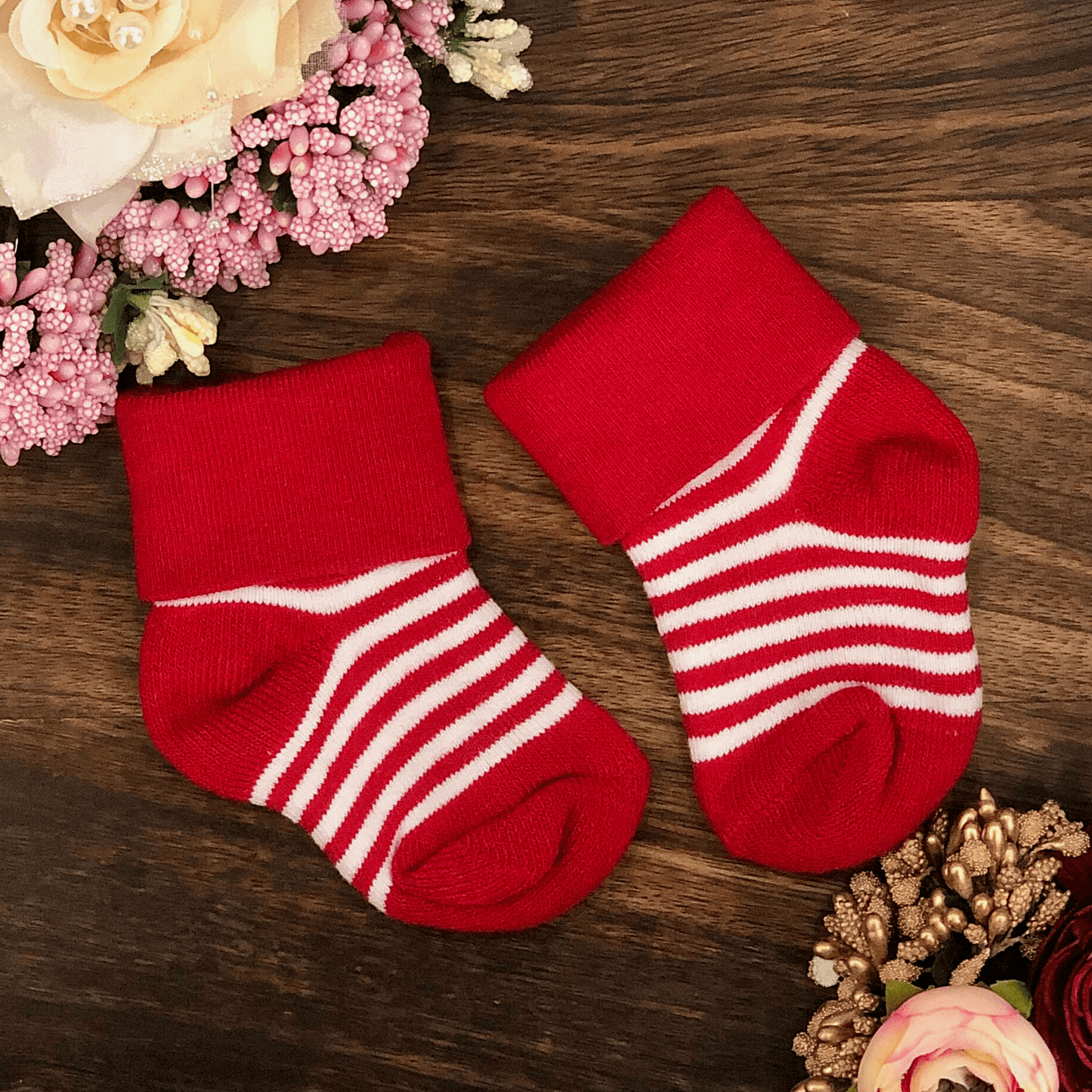 New Born Baby Cotton Terry Socks (Baby Pink:Peach:Red)