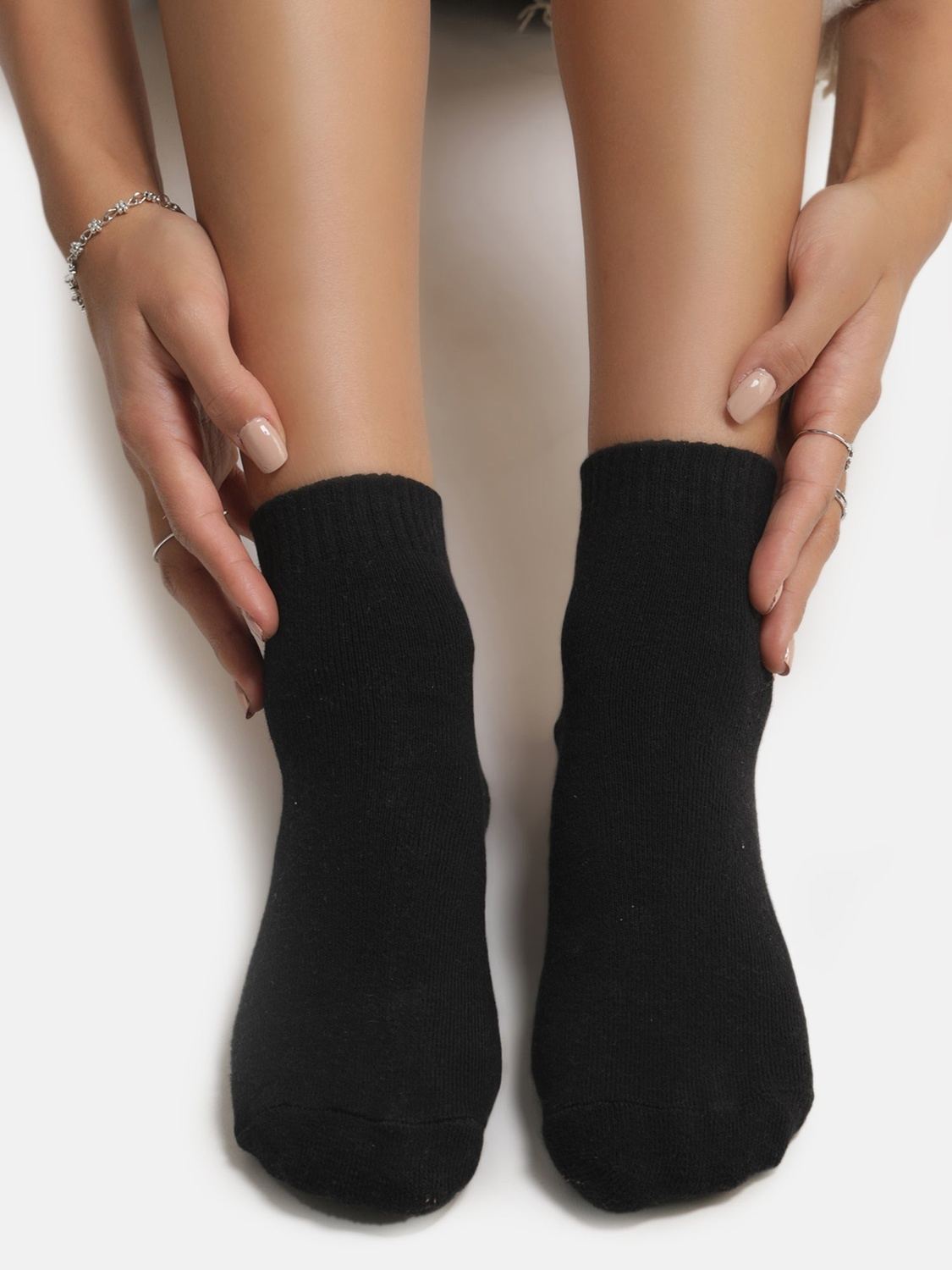 Ankle Length Terry Socks - Black