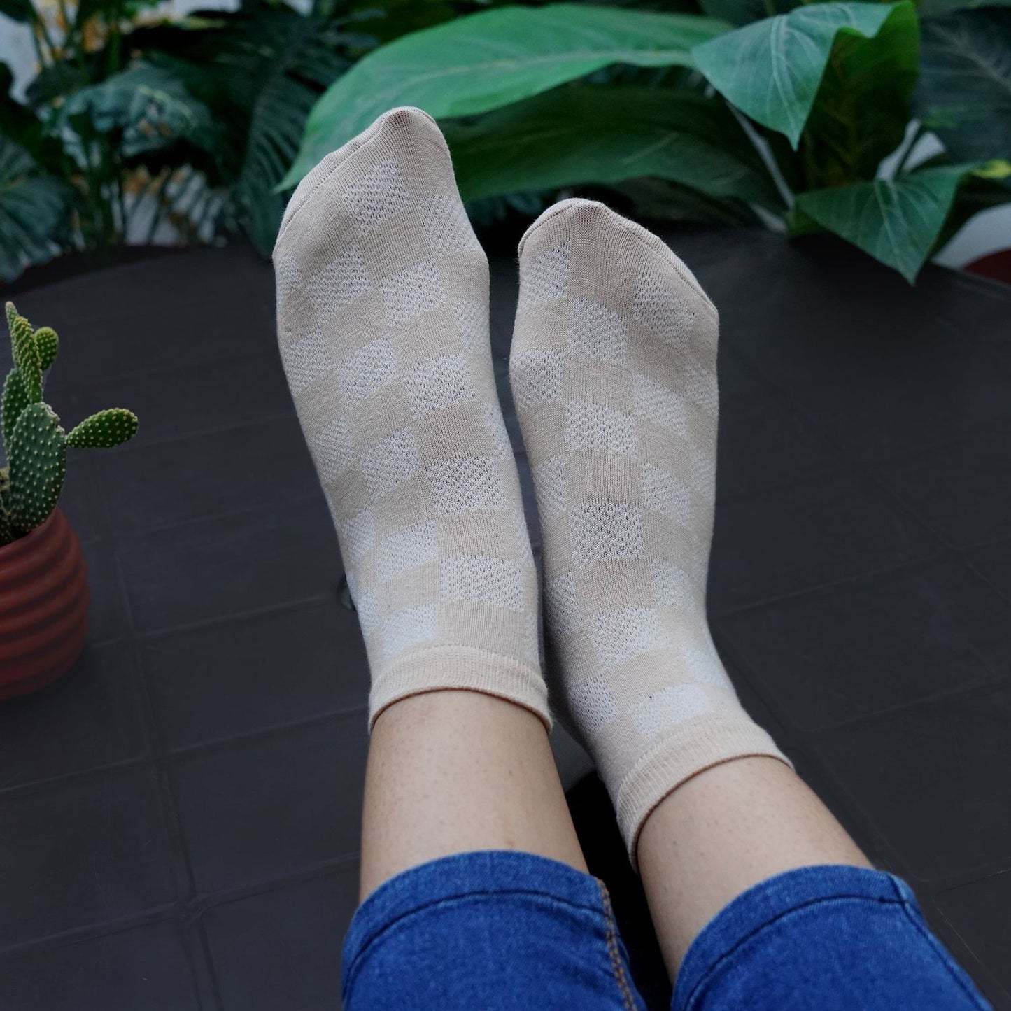 Check Sneaker Socks (Skin)