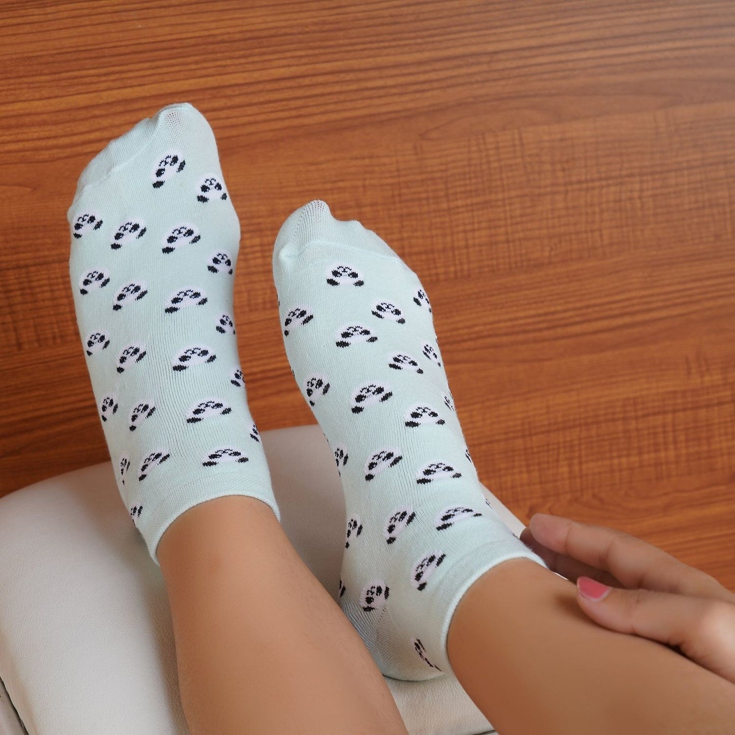 Panda Sneaker Socks (Light Blue)