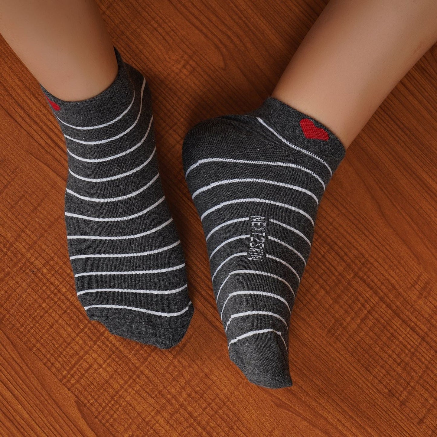 Striped Sneaker Socks (Charcoal Grey)