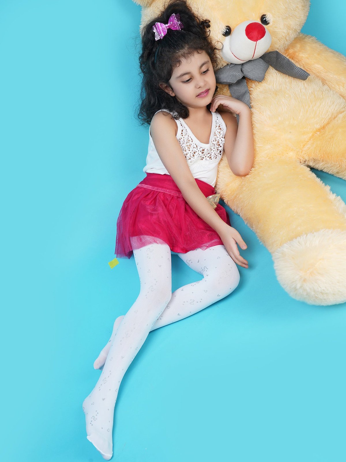 Hearts and Bows Stockings - White