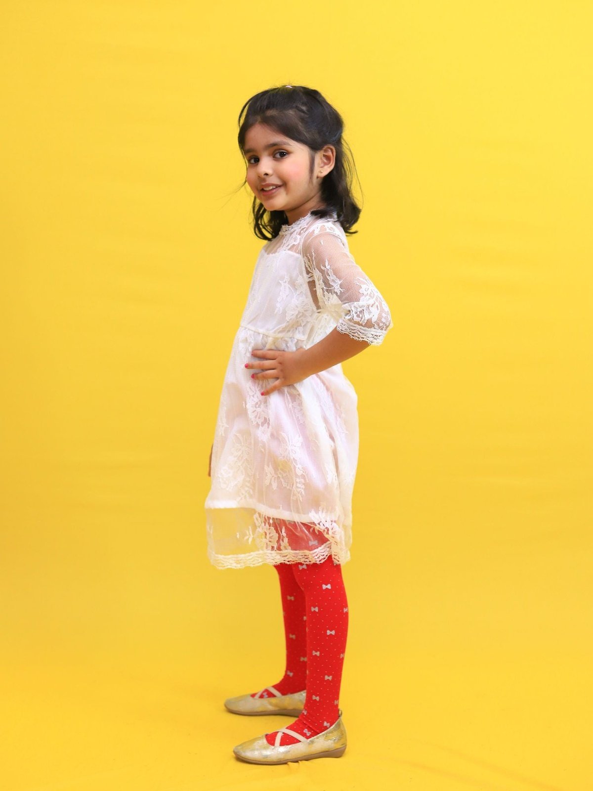 Bow Pattern Stockings - Red