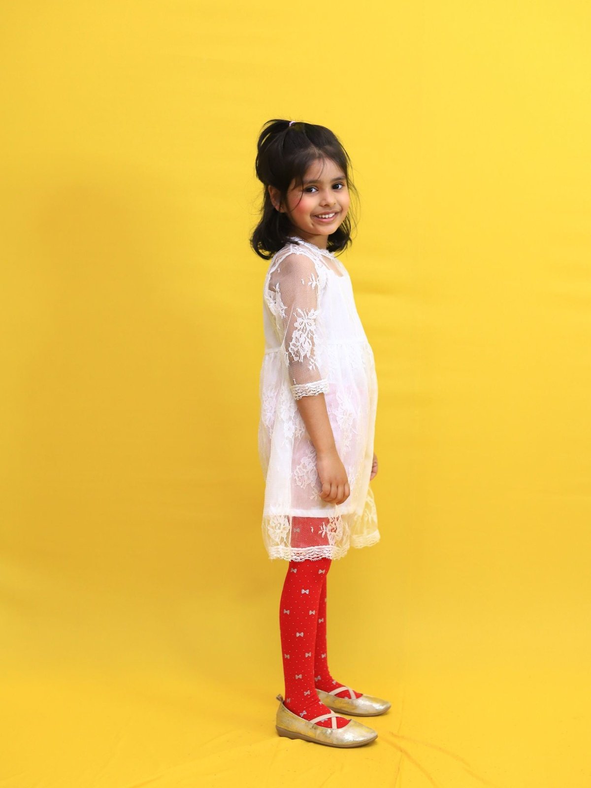 Bow Pattern Stockings - Red