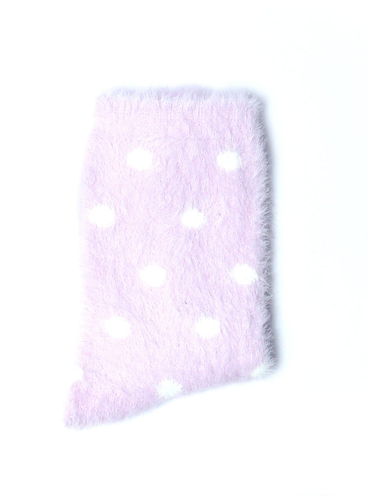 Kids Fur Warm Socks Polka Pattern-Violet(Pack of 1)