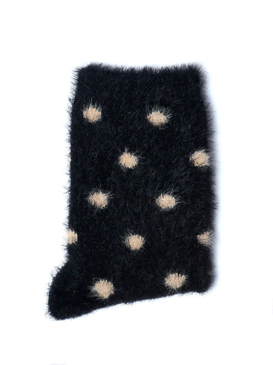 Kids Fur Warm Socks Polka Pattern-Black(Pack of 1)