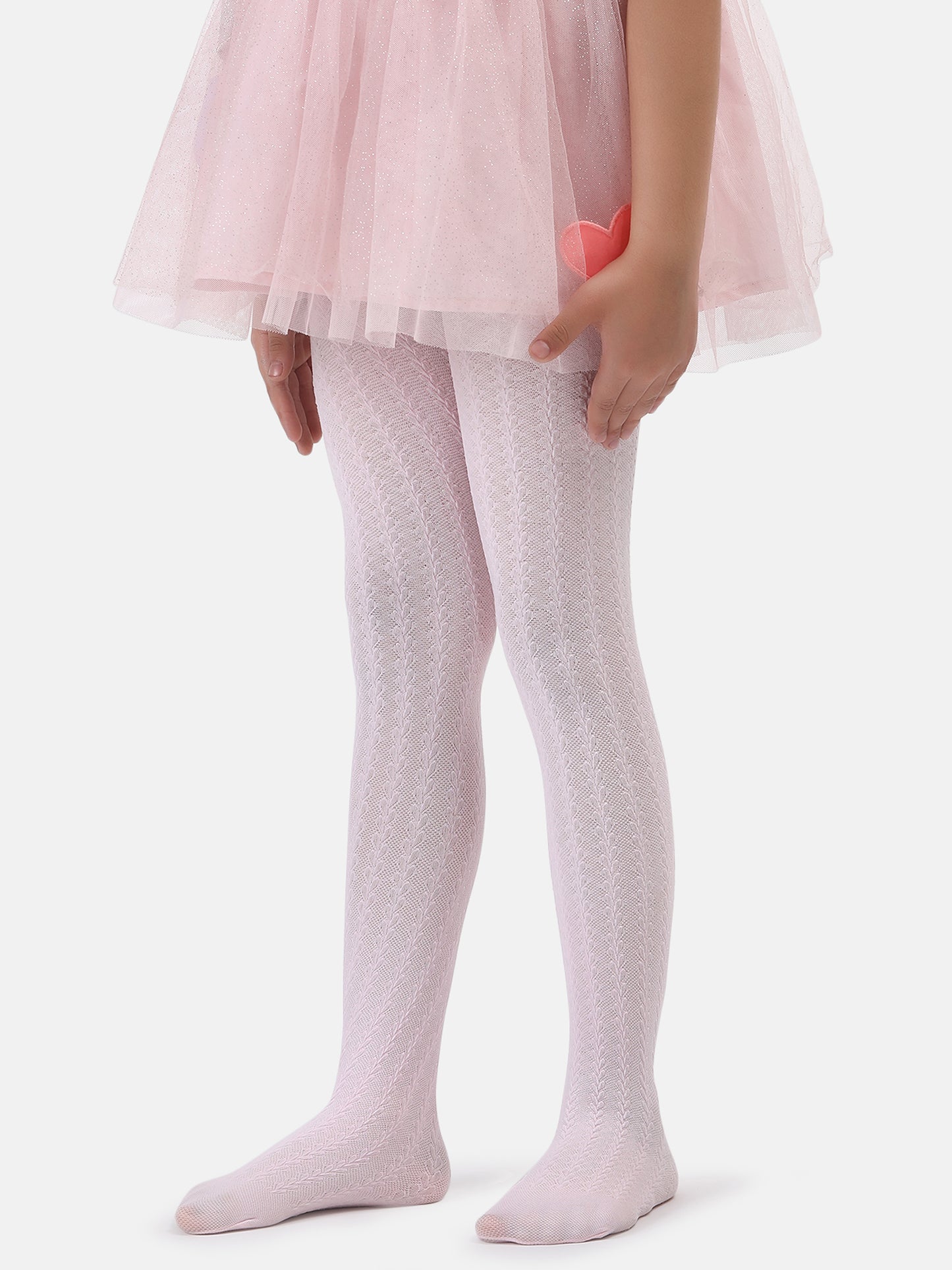 Cable Knit Kid Stockings - Baby Pink