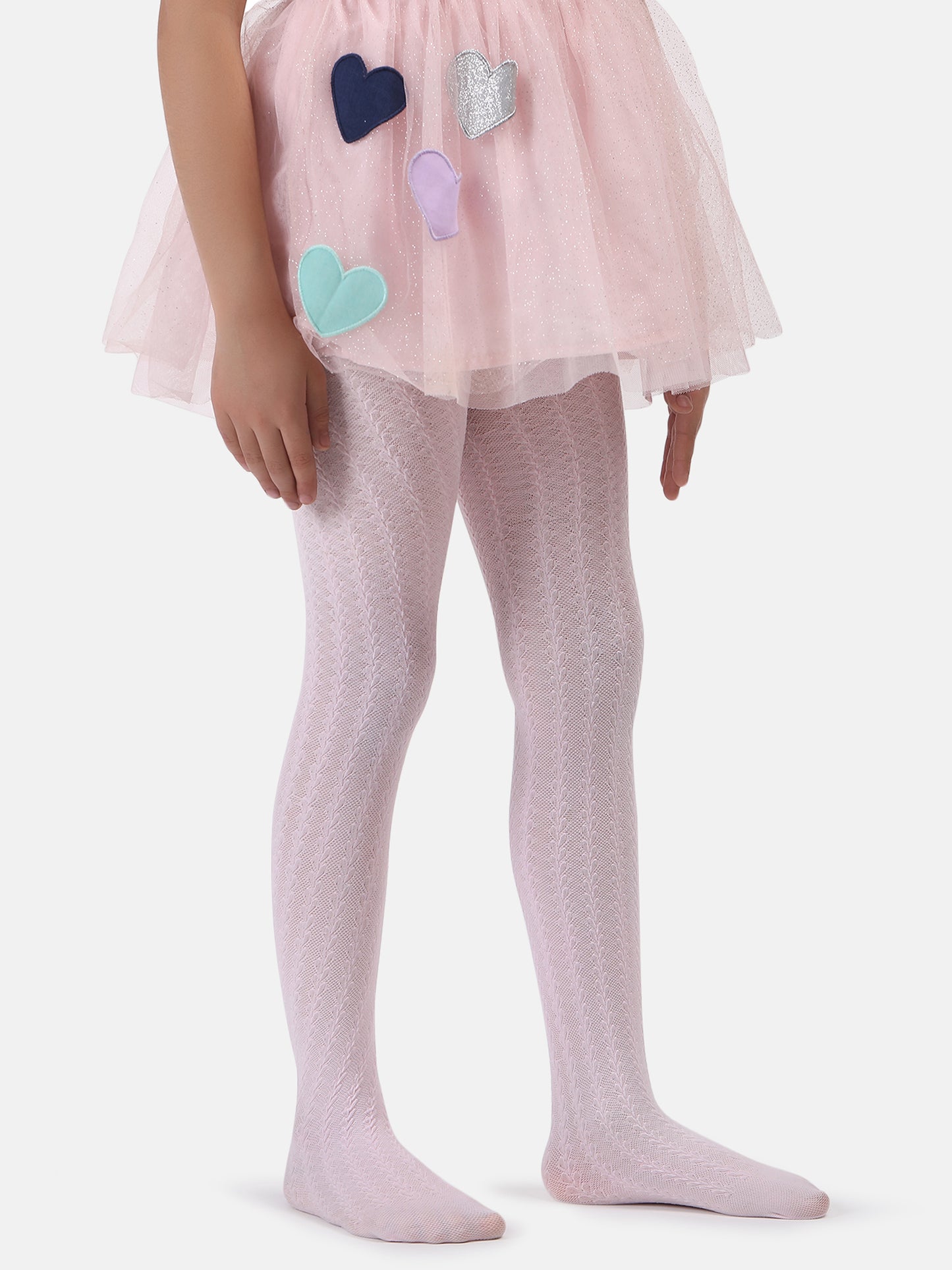 Cable Knit Kid Stockings - Baby Pink