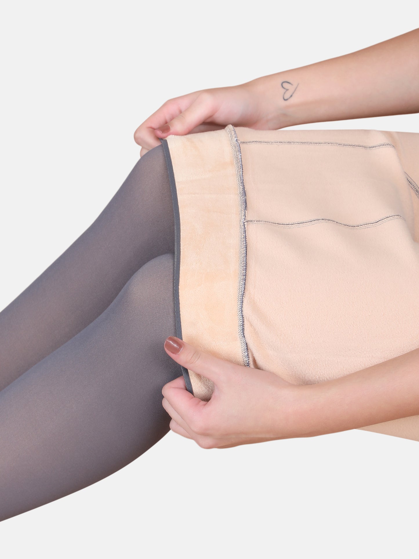 Women’s Thermal Dual Tone Fleece Lined Warm Stockings-Grey