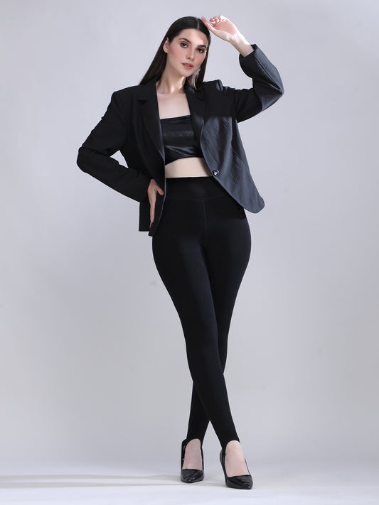 Women’s Winter Warm Premium Cashmere Wool Lined Tights-Black