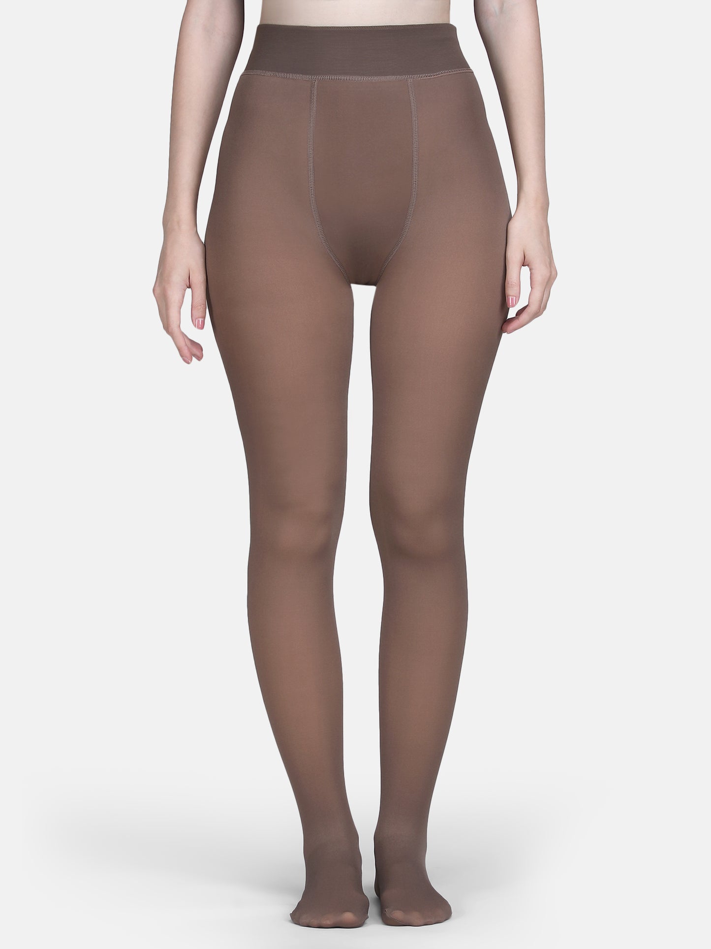 Women’s Thermal Dual Tone Fleece Lined Warm Stockings-Brown