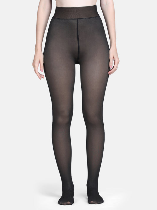Women’s Thermal Dual Tone Fleece Lined Warm Stockings-Black