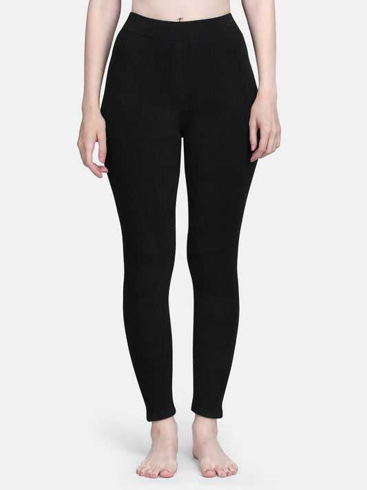 Women’s Thermal Tights with Tiny Fur Lining Inside Winter Leggings-Black-XL