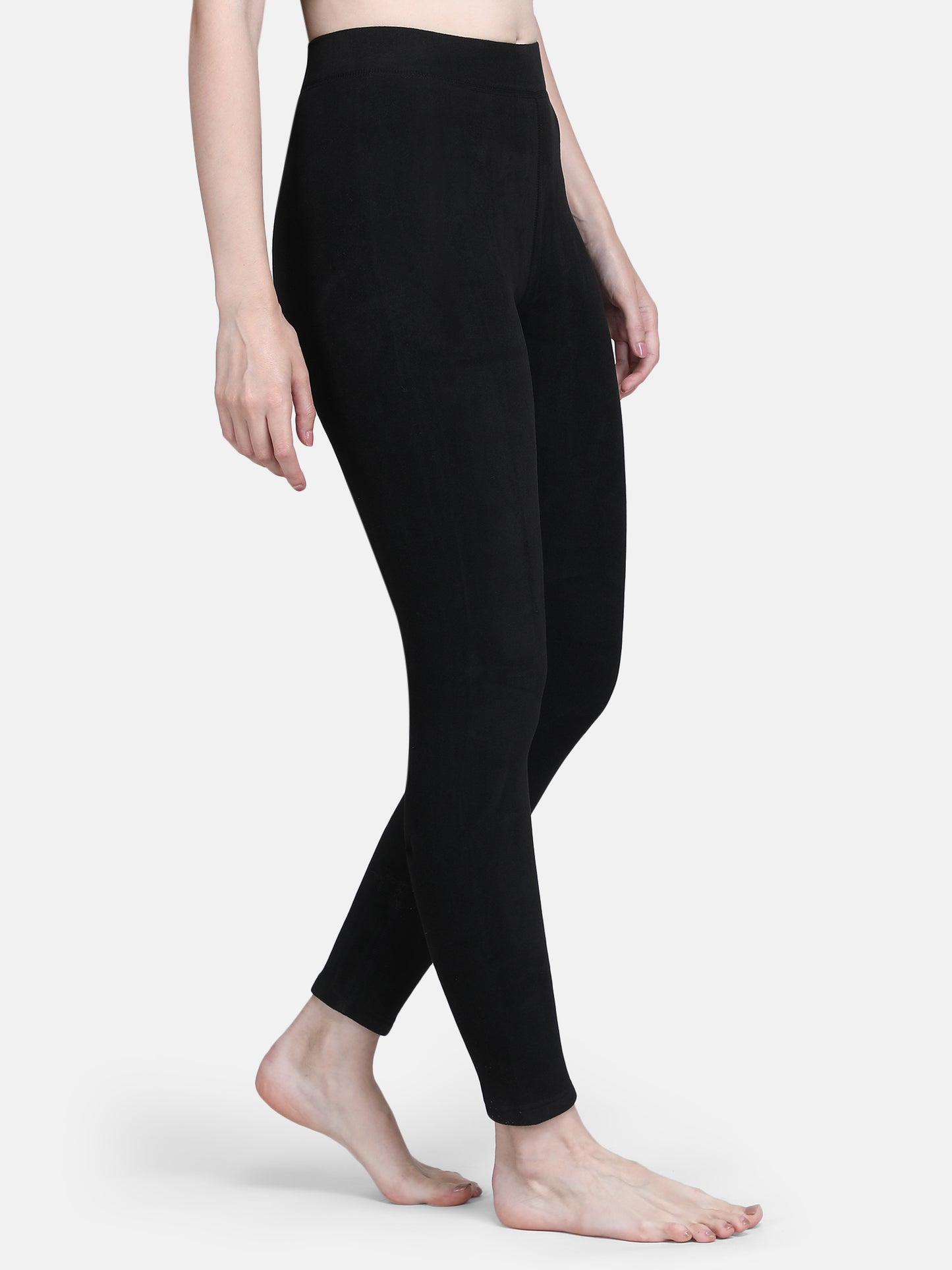 Women’s Thermal Tights with Tiny Fur Lining Inside Winter Leggings-Black-XL