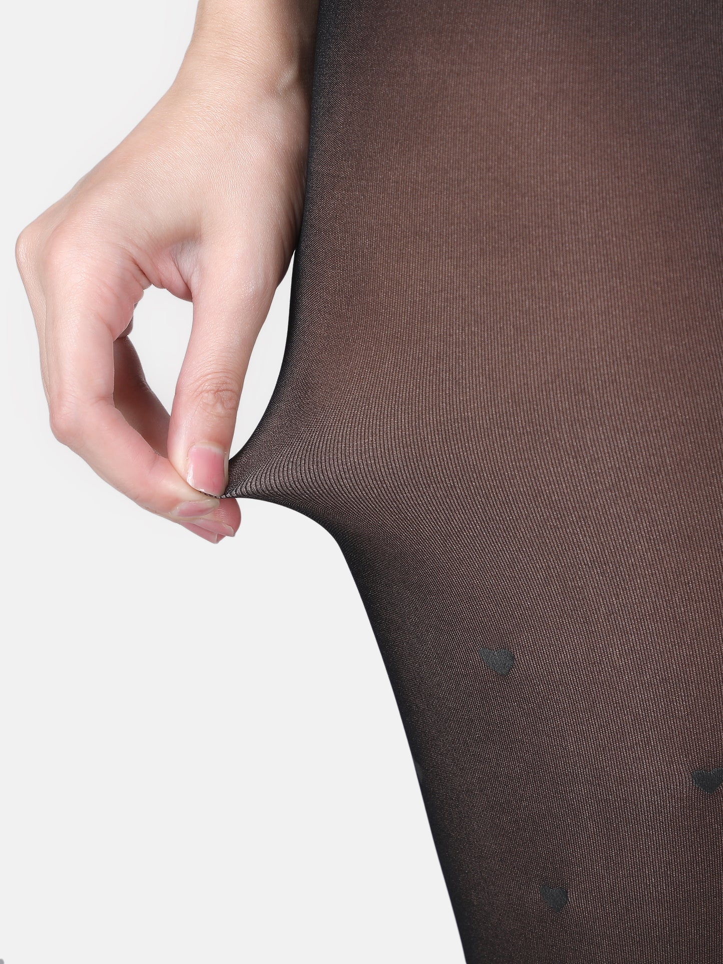 Dual-Tone Faux Sheer Heart Pattern Stockings-Black