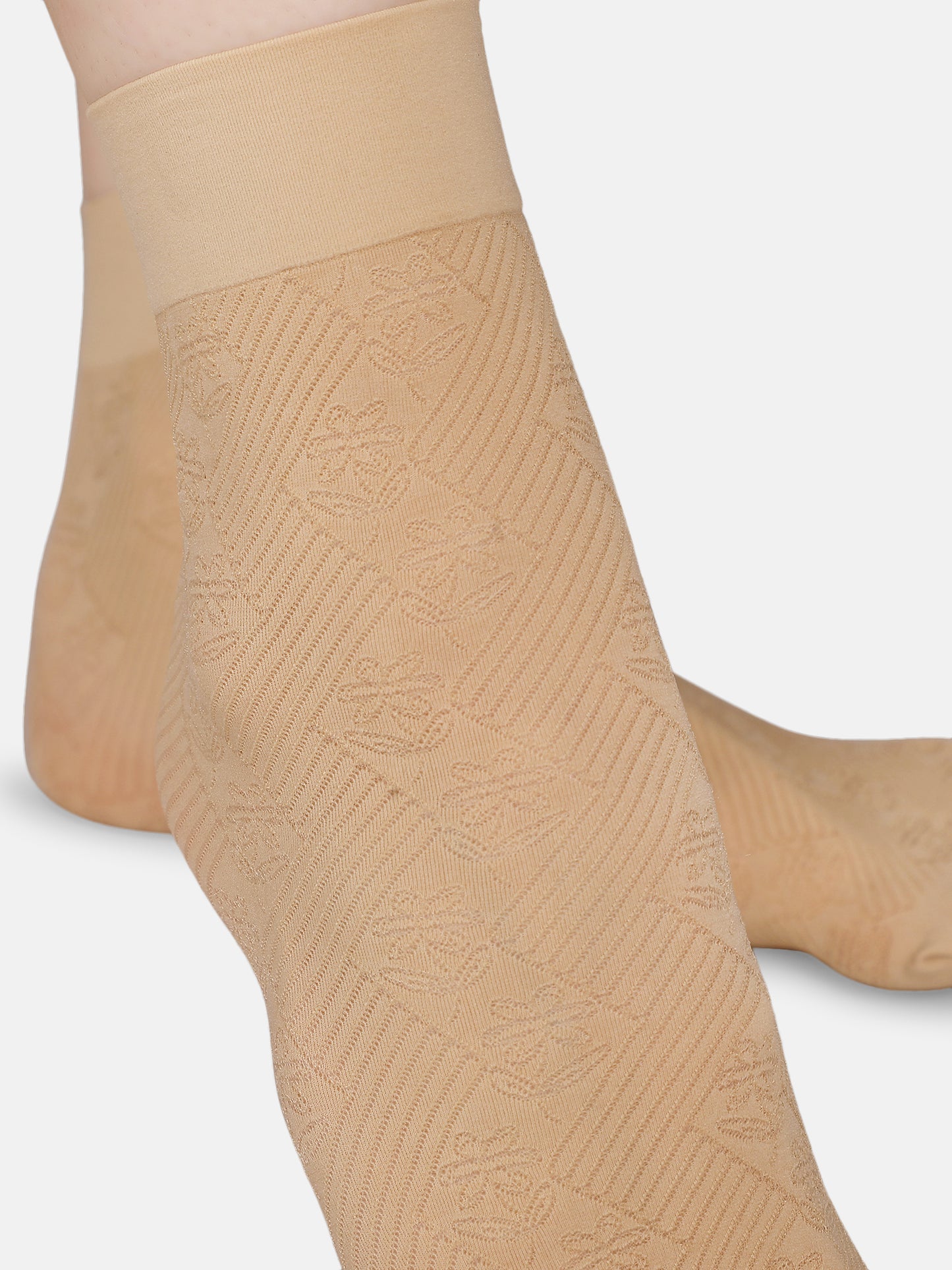 Women Opaque Nylon Ankle Length Socks Without Thumb Soft, Stretchable & Durable Mix Pattern Everyday Wear (Black/Skin)