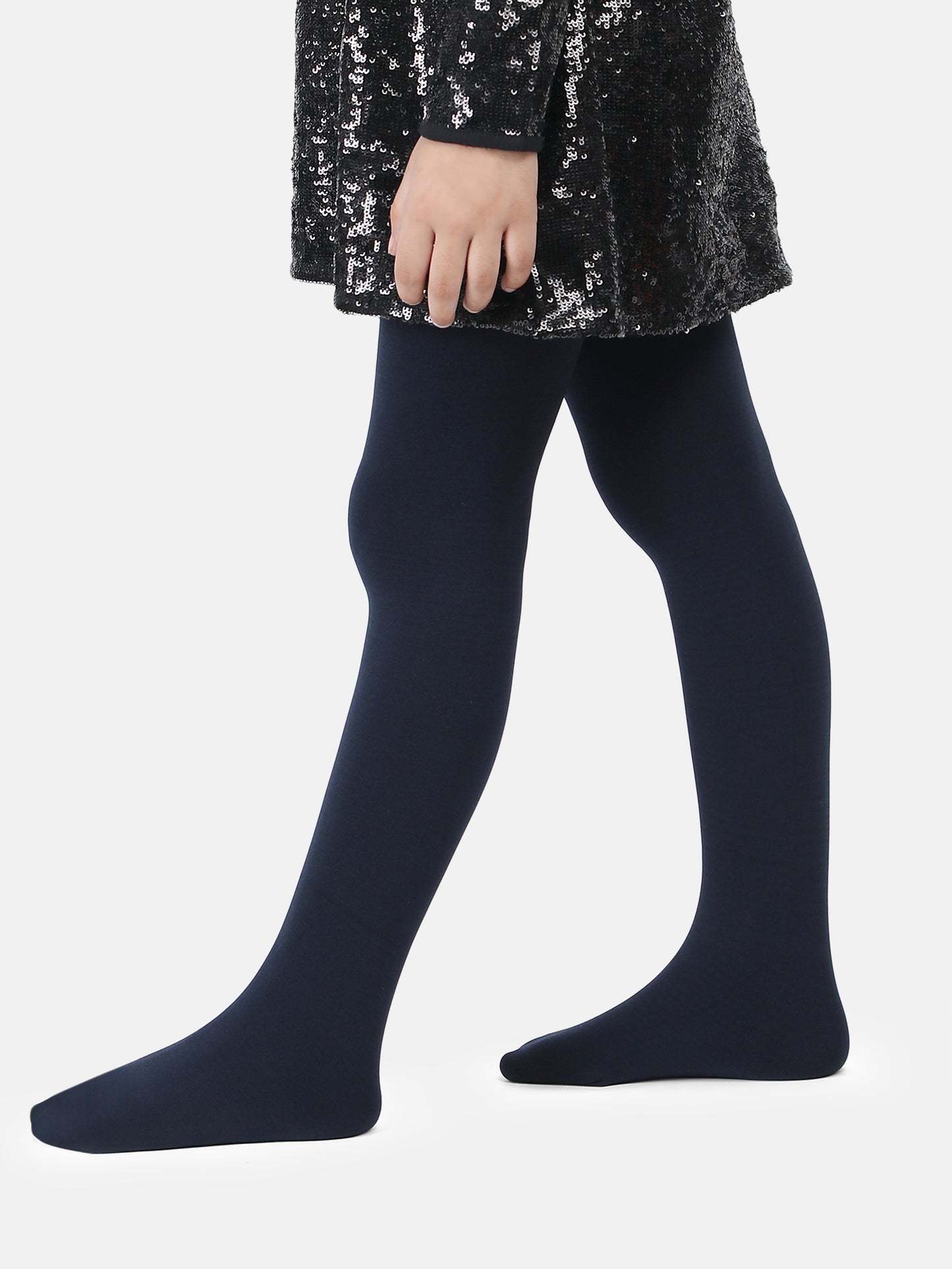 Girls Winter Fur Stockings - Navy Blue