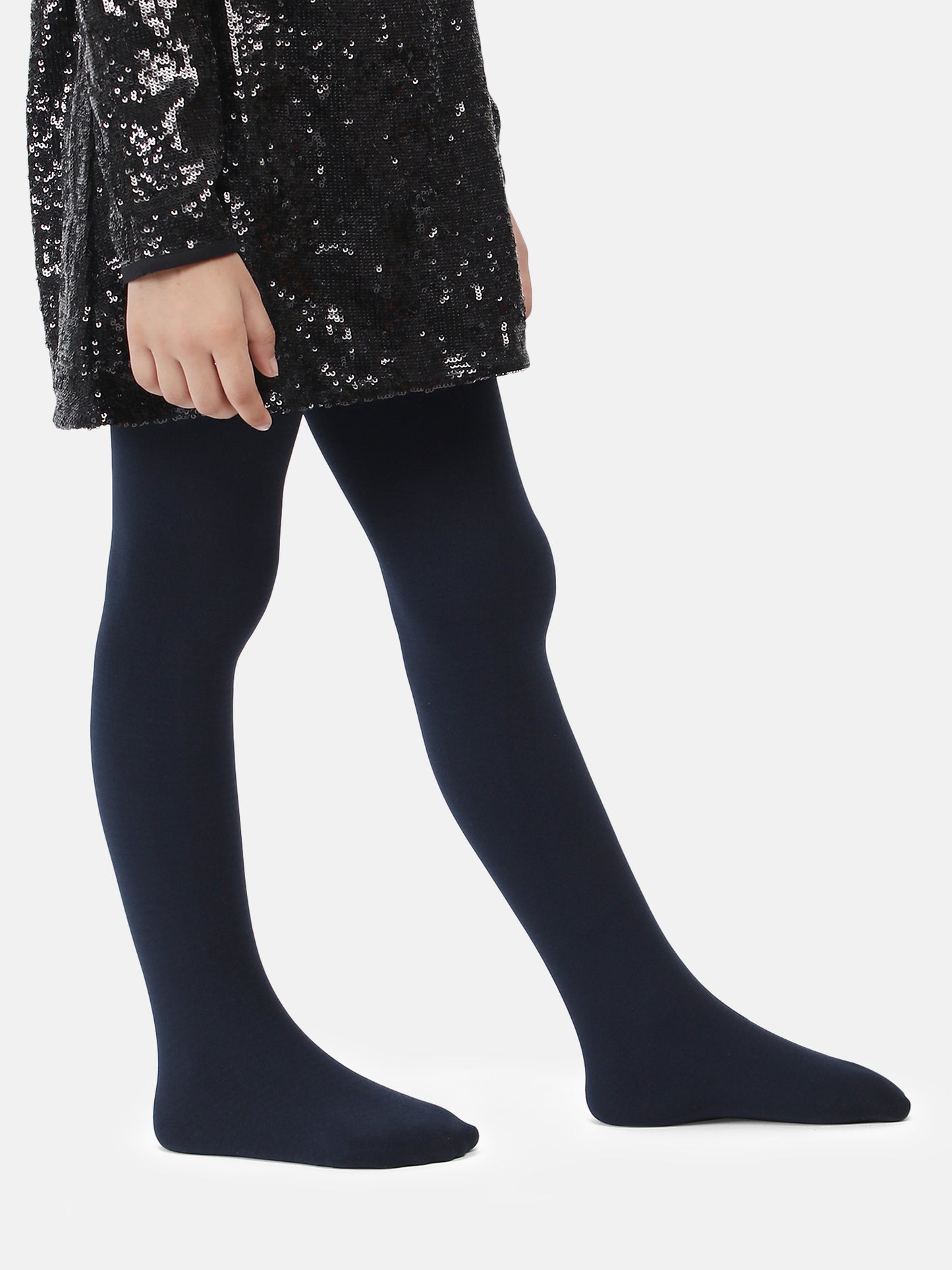 Girls Winter Fur Stockings - Navy Blue