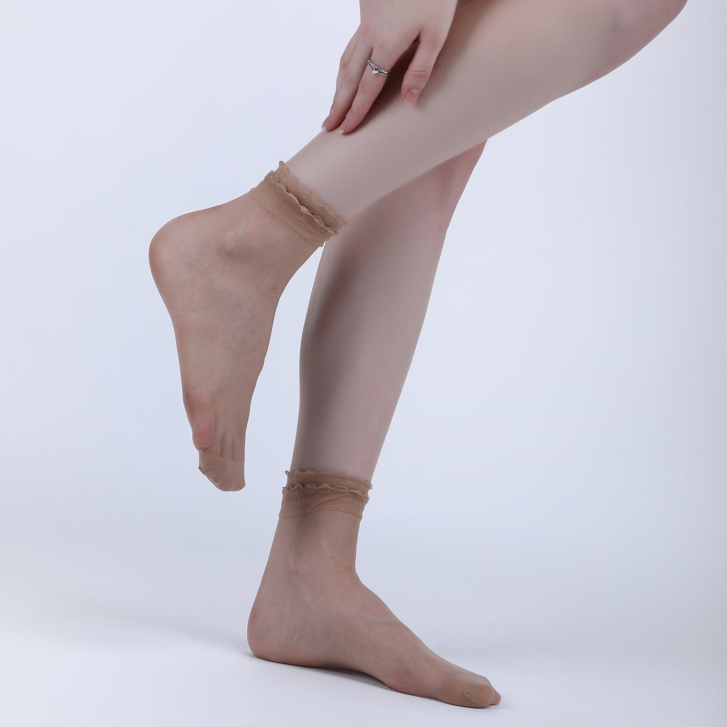 Ultra-Thin Sheer Ankle Socks-Skin