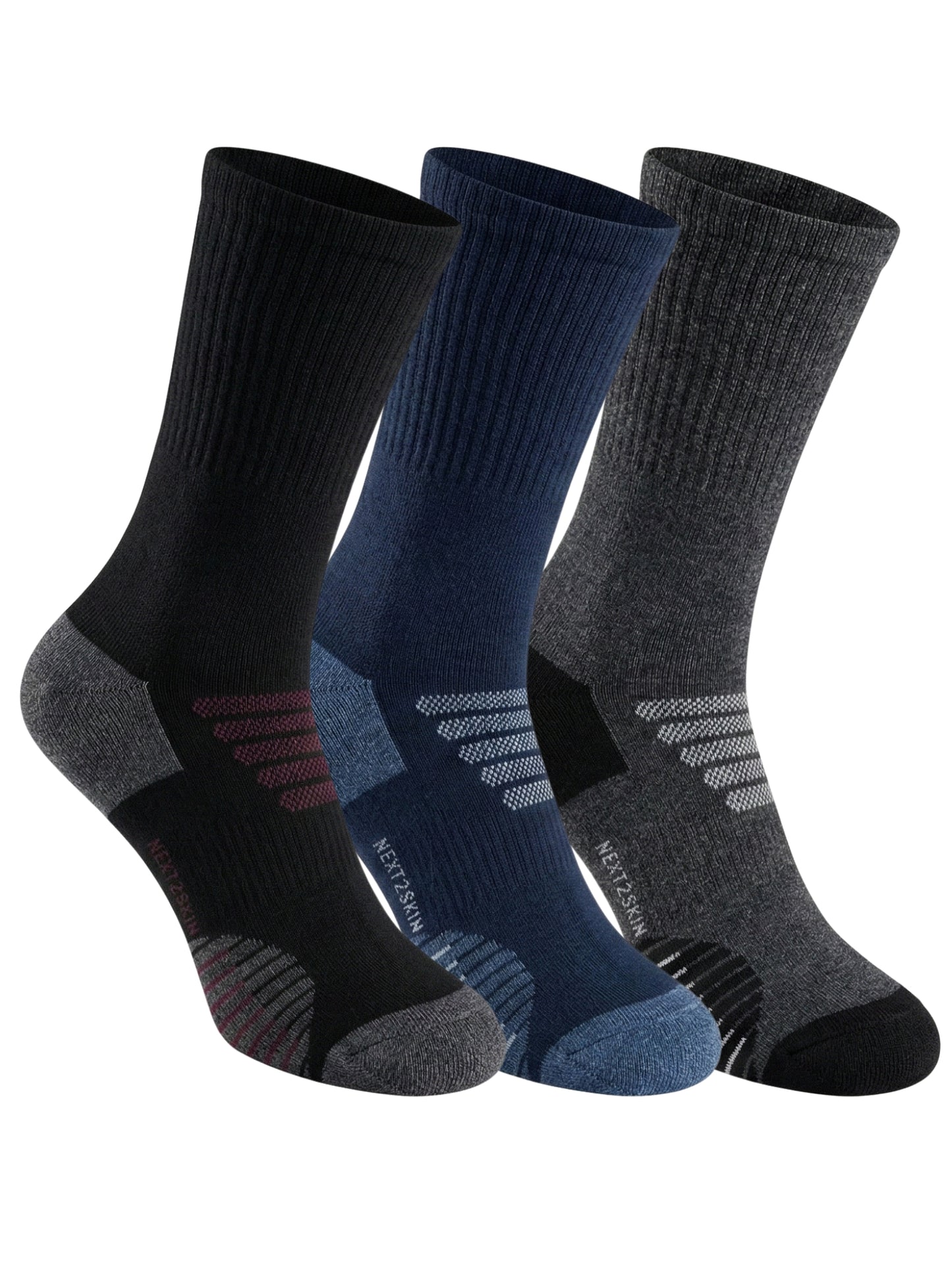NEXT2SKIN Men Terry Half Crew Length Breathable Cotton Blend Socks (Multicolor) Pack of 3