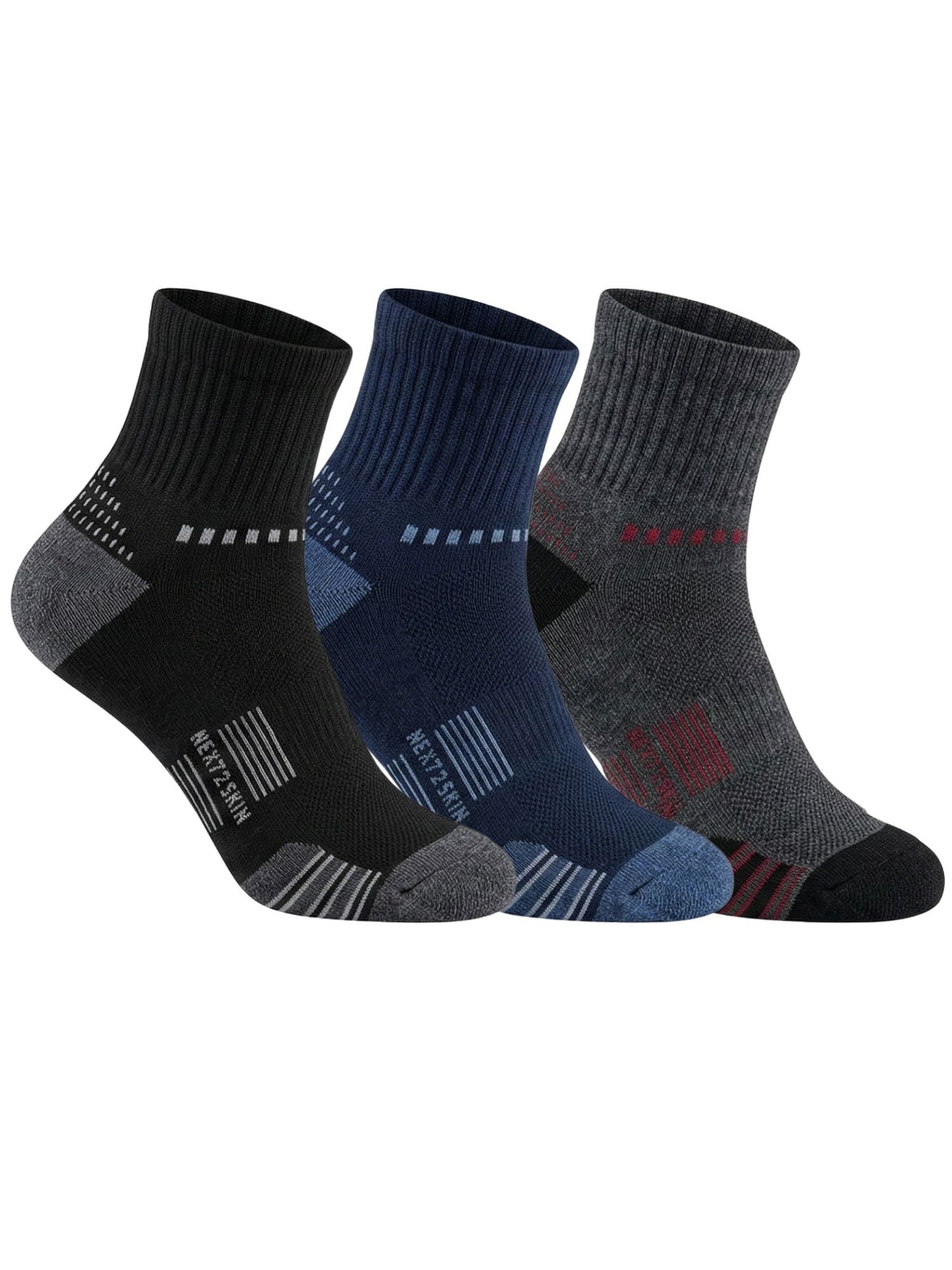 NEXT2SKIN Men Terry Half Ankle Length Breathable Cotton Blend Socks (Multicolor) Pack of 3