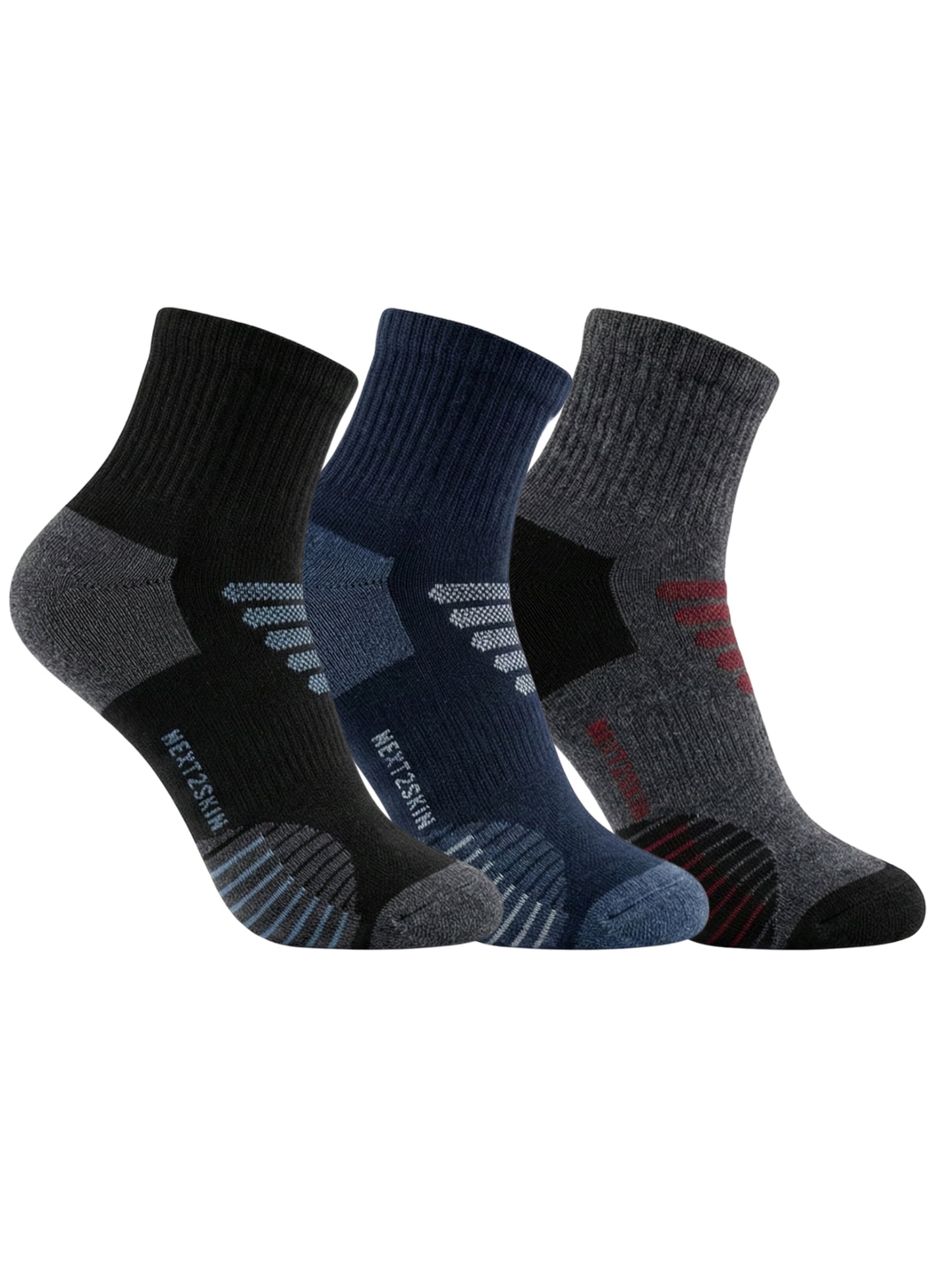 NEXT2SKIN Men Terry Half Ankle Length Breathable Cotton Blend Socks (Multicolor) Pack of 3