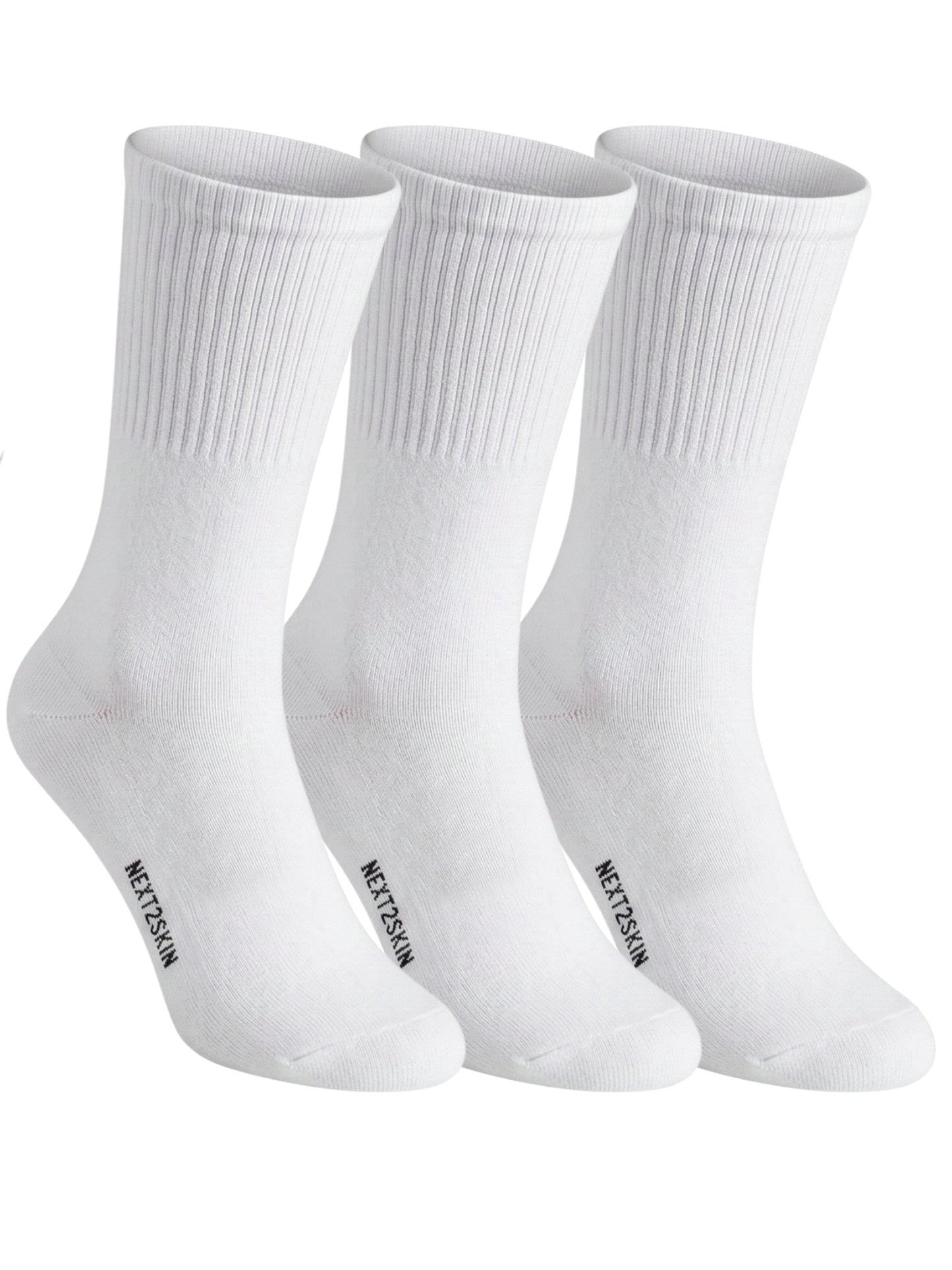 NEXT2SKIN Men Terry Half Crew Length Breathable Cotton Blend Socks (White) Pack of 3