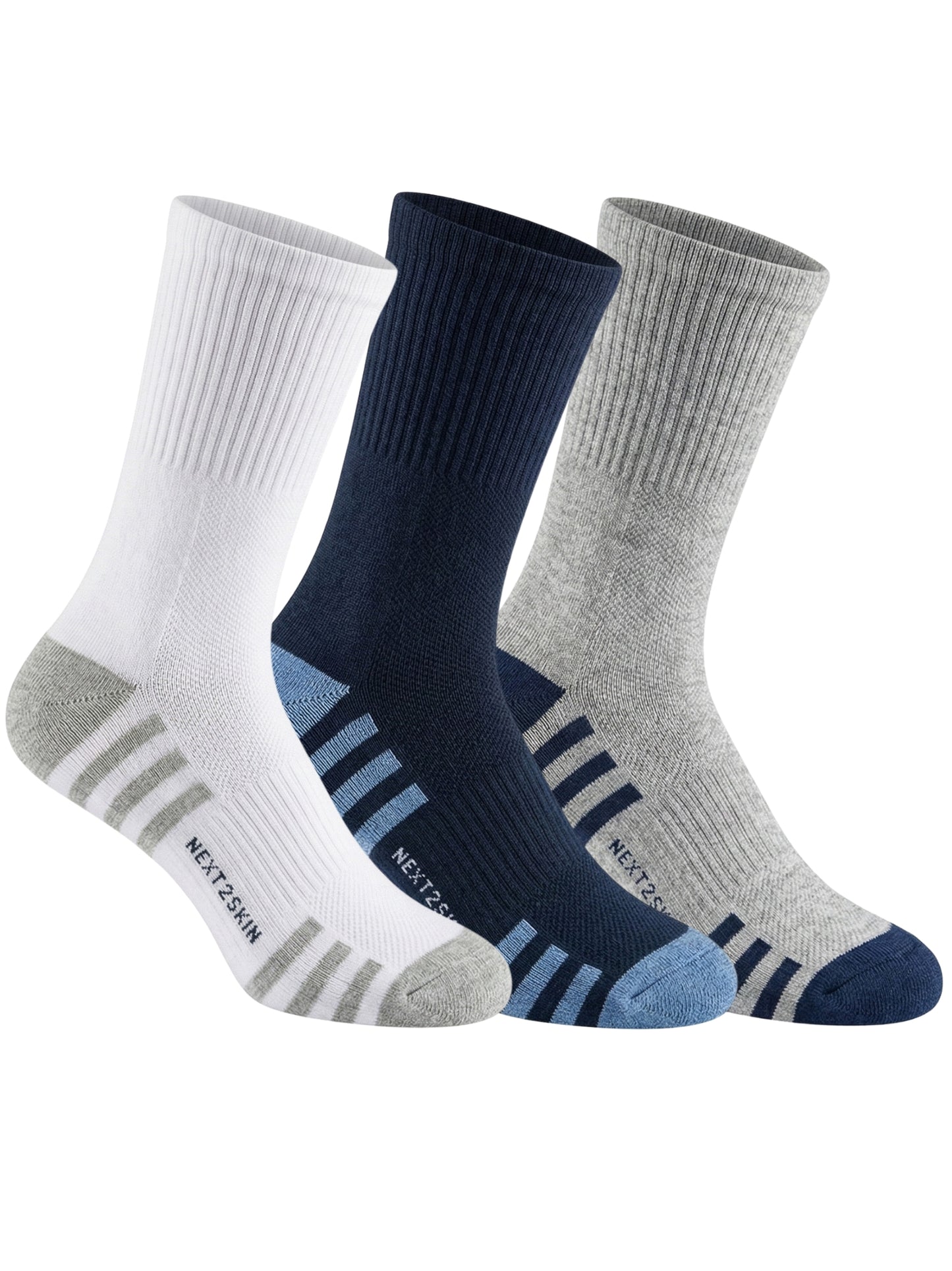 NEXT2SKIN Men Terry Half Crew Length Breathable Cotton Blend Socks (Multicolor) Pack of 3