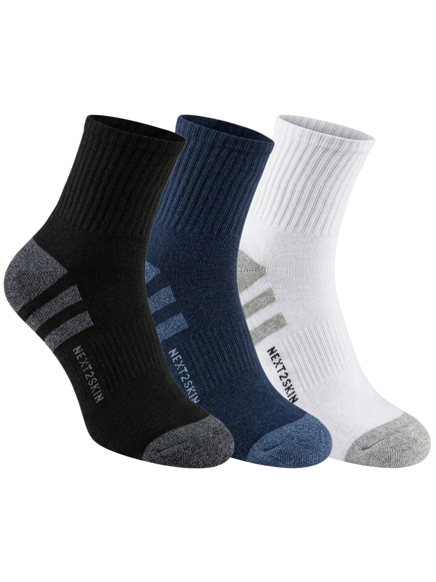 NEXT2SKIN Men Terry Full Ankle Length Breathable Cotton Blend Socks (Multicolor) Pack of 3