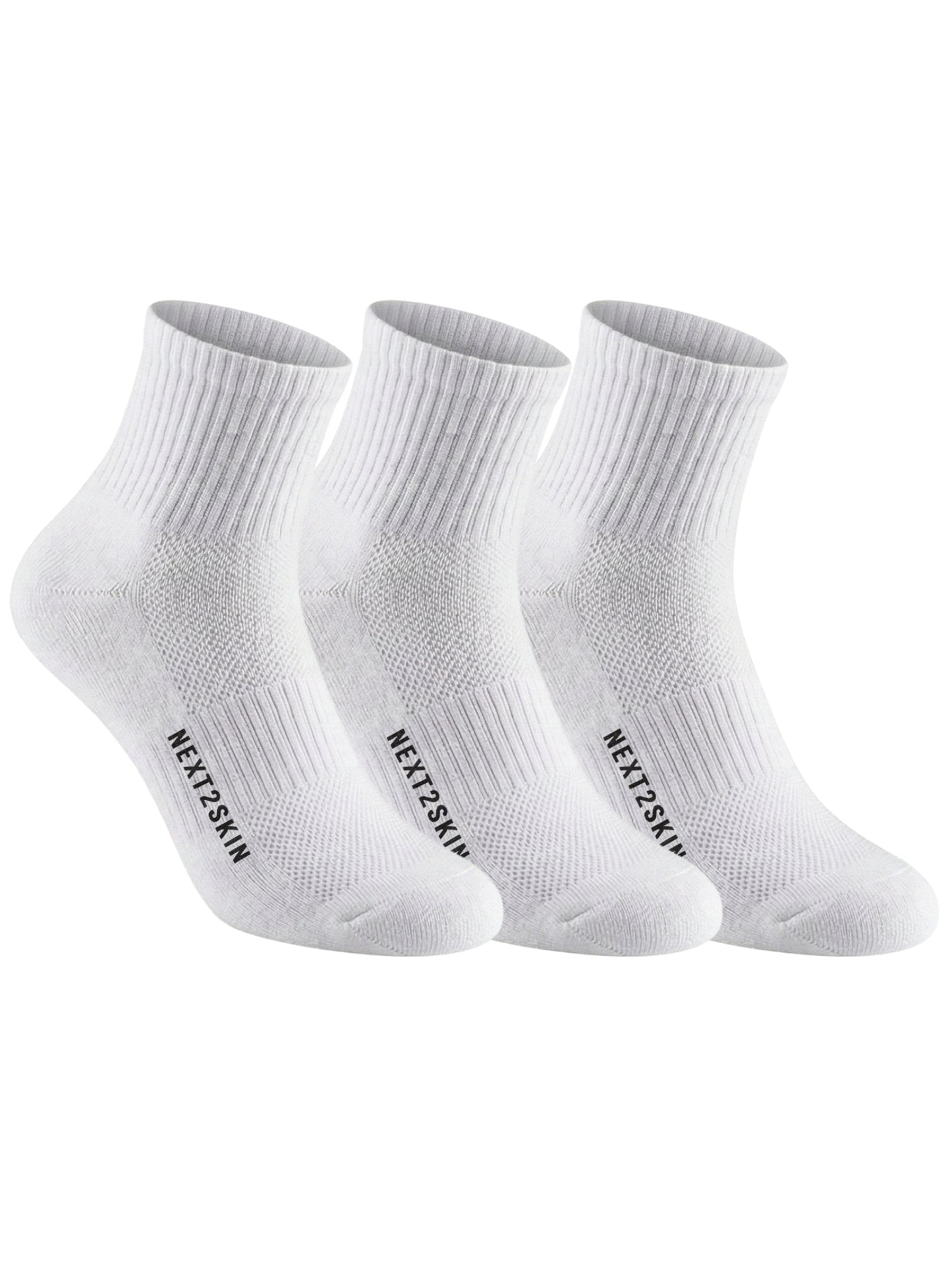 NEXT2SKIN Men Terry Half Ankle Length Breathable Cotton Blend Socks (White) Pack of 3
