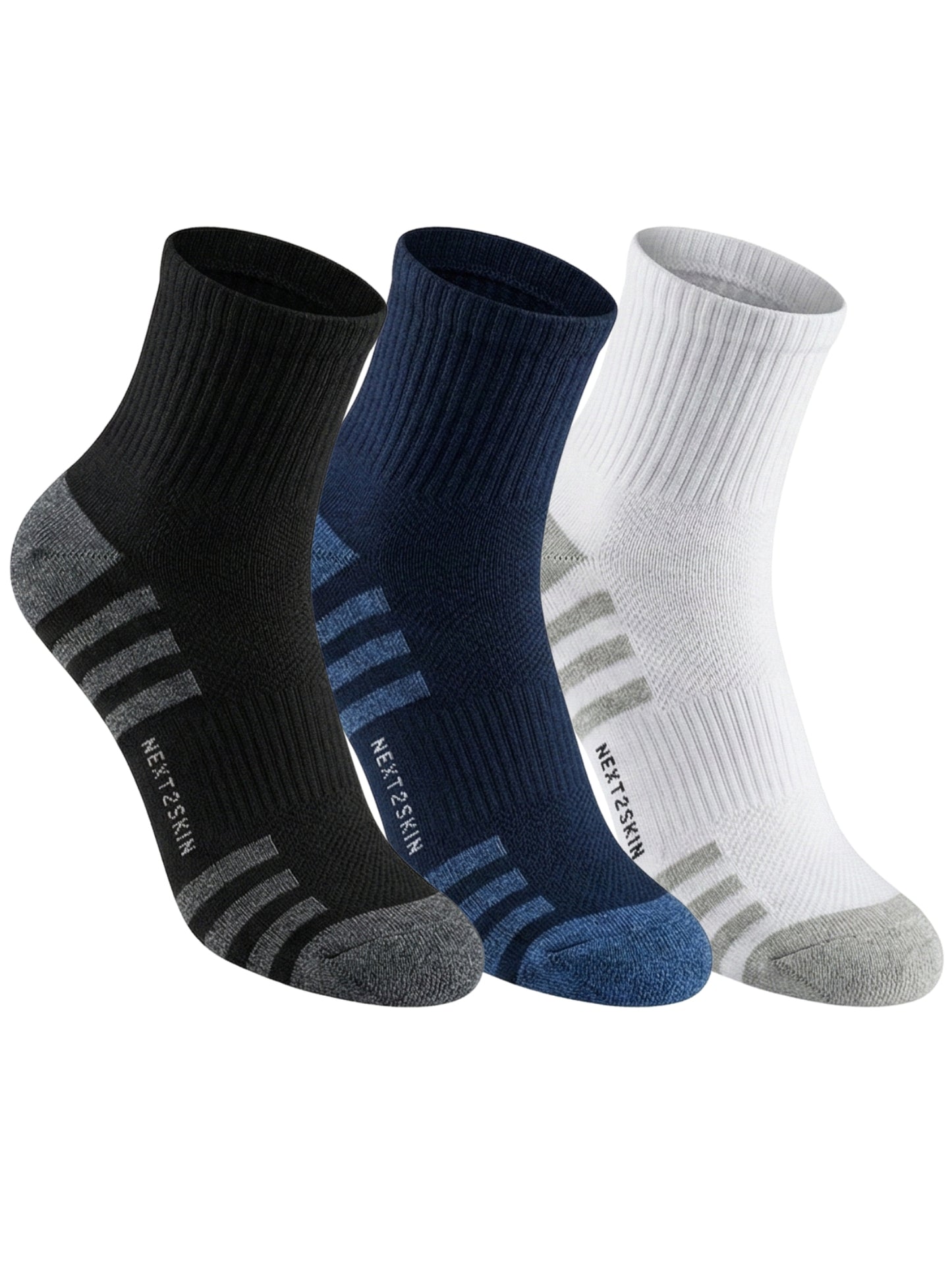 NEXT2SKIN Men Terry Half Ankle Length Breathable Cotton Blend Socks (Multicolor) Pack of 3