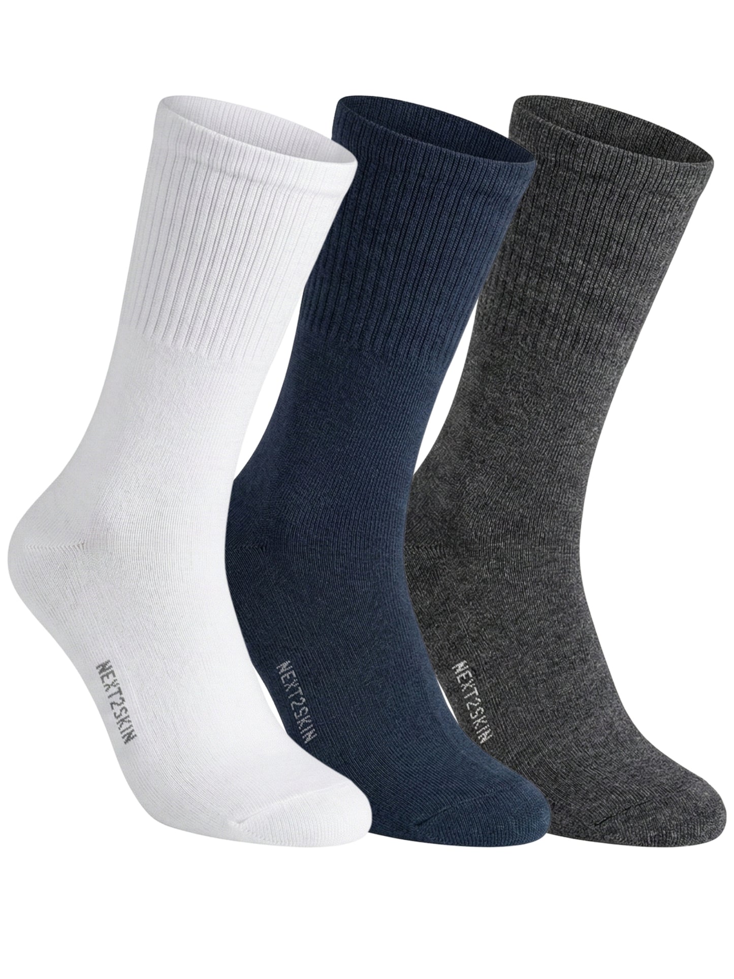 NEXT2SKIN Men Terry Full Crew Length Breathable Cotton Blend Socks (Multicolor) Pack of 3