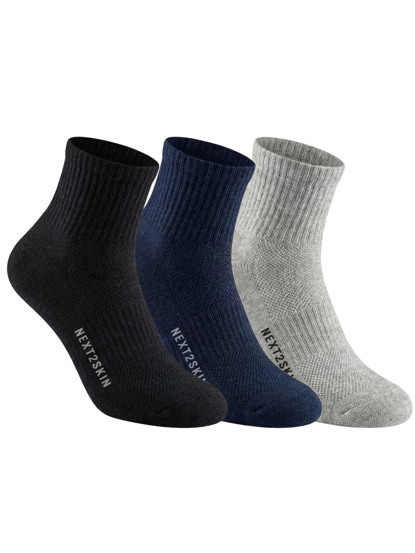 NEXT2SKIN Men Terry Half Ankle Length Breathable Cotton Blend Socks (Multicolor) Pack of 3