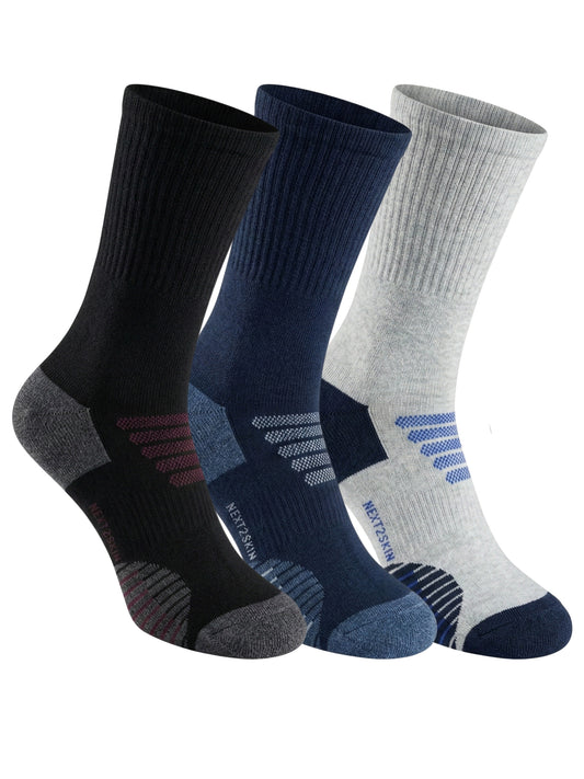 NEXT2SKIN Men Terry Half Crew Length Breathable Cotton Blend Socks (Multicolor) Pack of 3