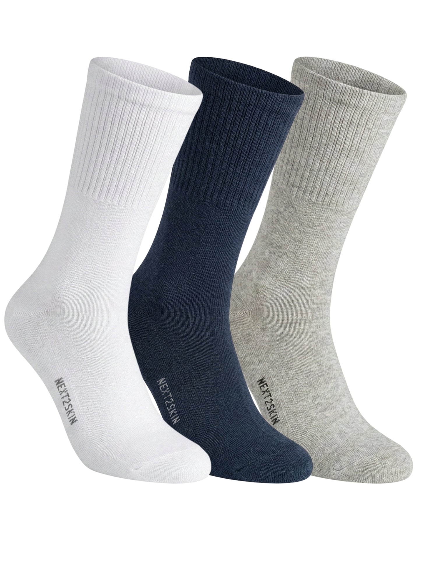 NEXT2SKIN Men Terry Full Crew Length Breathable Cotton Blend Socks (Multicolor) Pack of 3