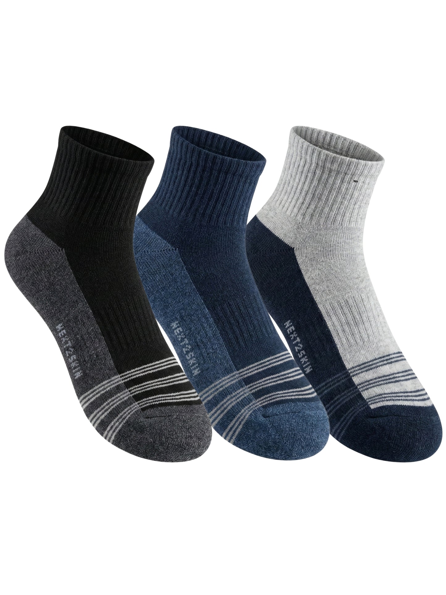 NEXT2SKIN Men Terry Full Ankle Length Breathable Cotton Blend Socks (Multicolor) Pack of 3