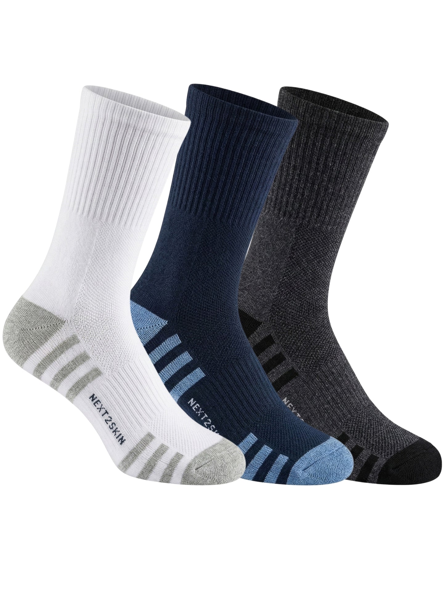 NEXT2SKIN Men Terry Half Crew Length Breathable Cotton Blend Socks (Multicolor) Pack of 3