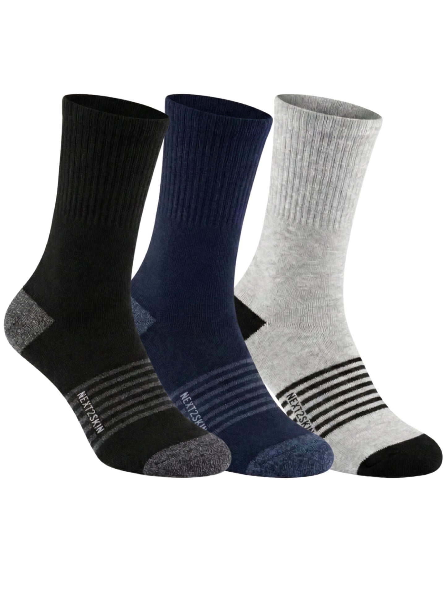 NEXT2SKIN Men Terry Half Crew Length Breathable Cotton Blend Socks (Multicolor) Pack of 3