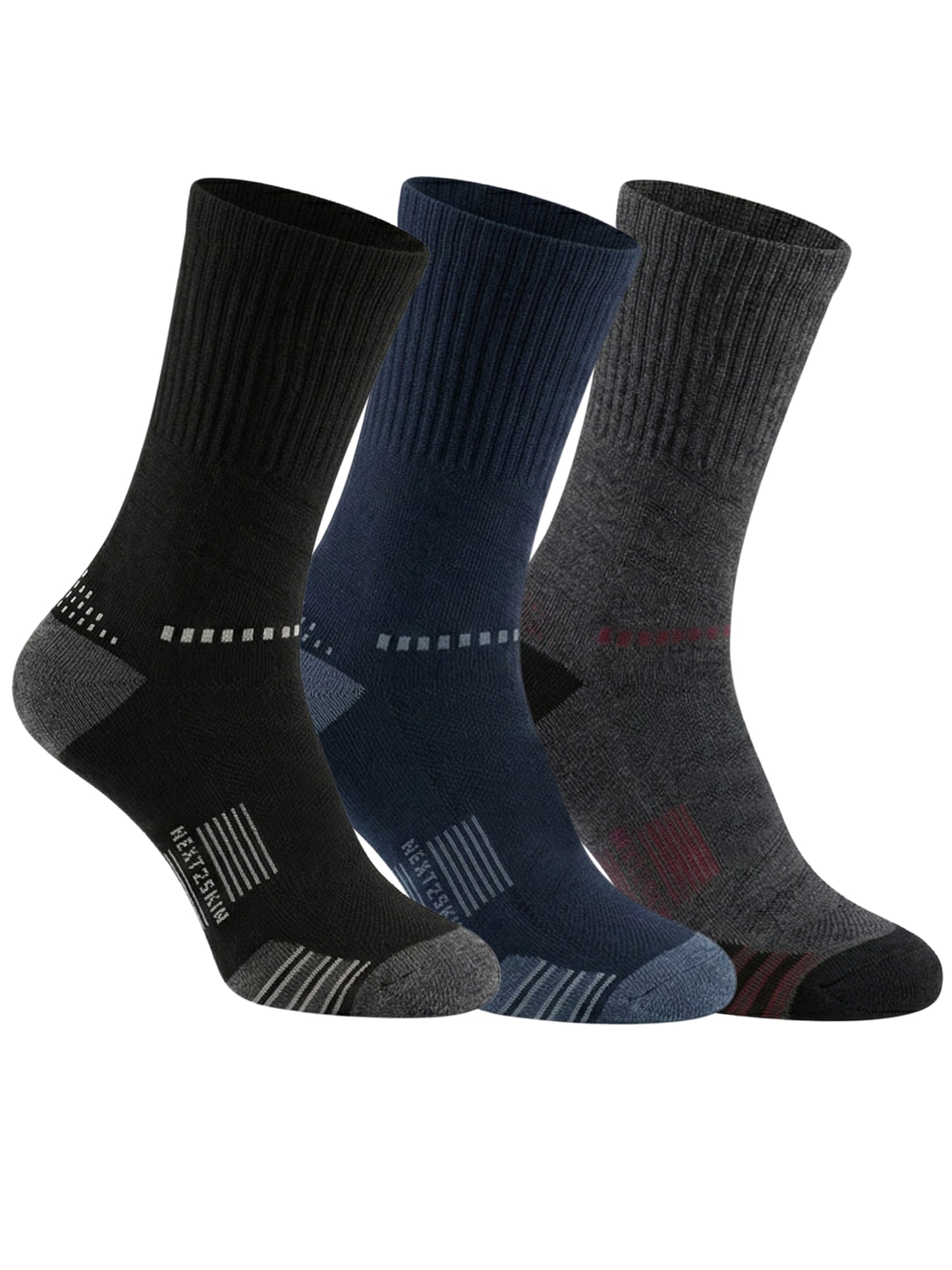 NEXT2SKIN Men Terry Half Crew Length Breathable Cotton Blend Socks (Multicolor) Pack of 3