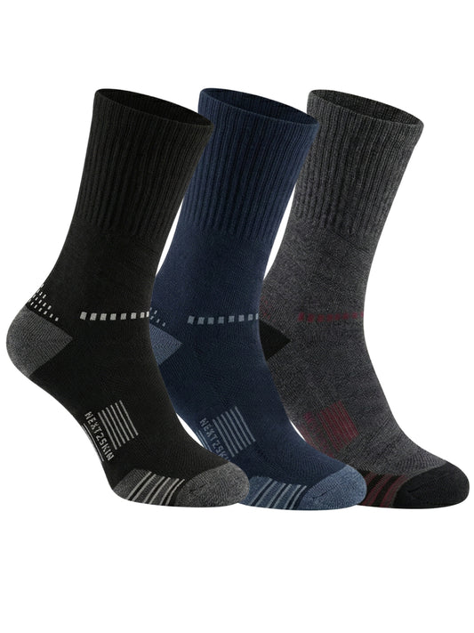 NEXT2SKIN Men Terry Half Crew Length Breathable Cotton Blend Socks (Multicolor) Pack of 3
