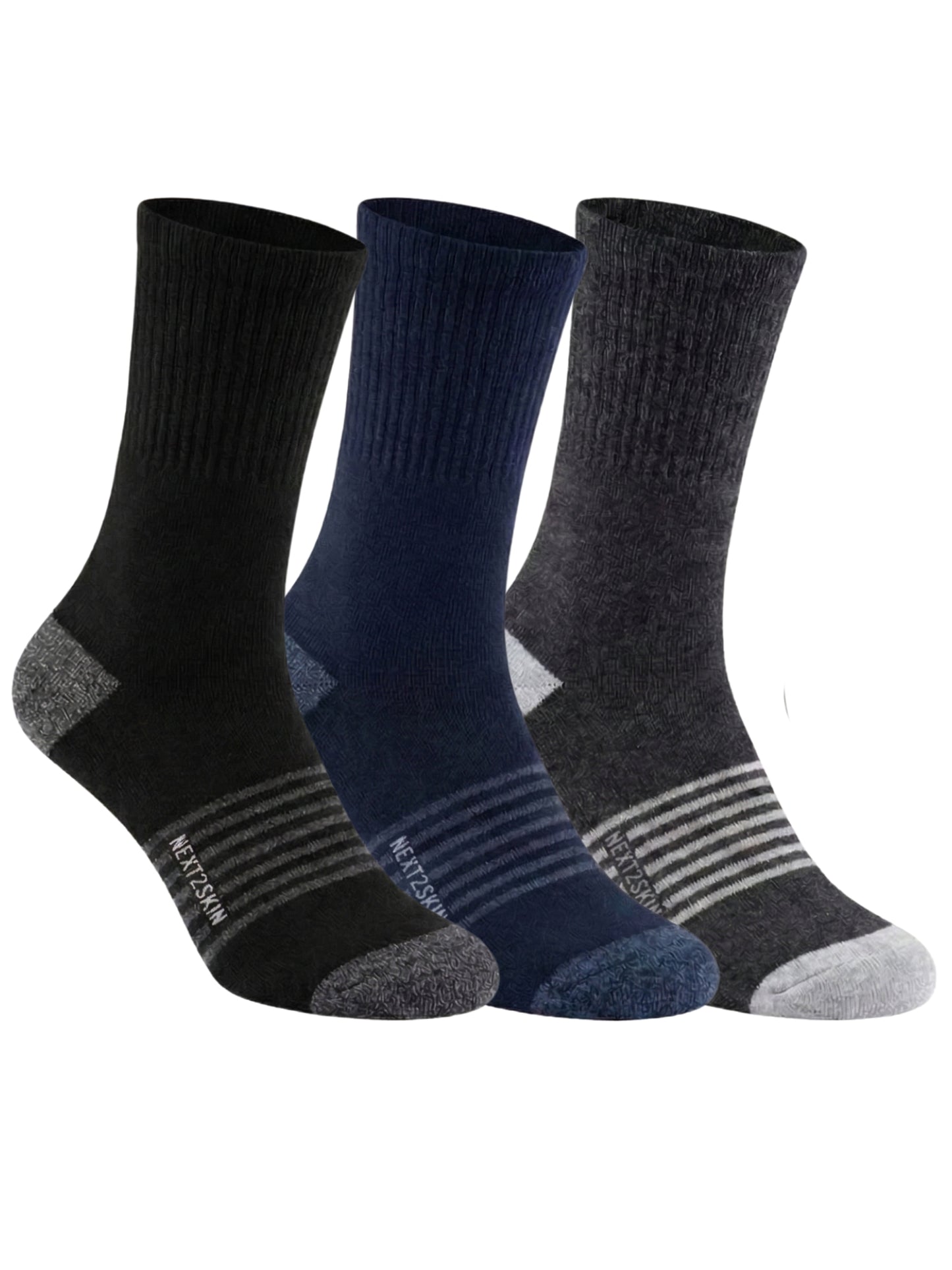 NEXT2SKIN Men Terry Half Crew Length Breathable Cotton Blend Socks (Multicolor) Pack of 3