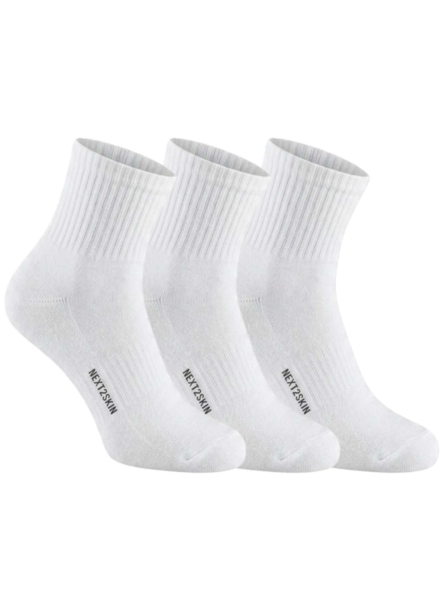 NEXT2SKIN Men Terry Full Ankle Length Breathable Cotton Blend Socks (White) Pack of 3