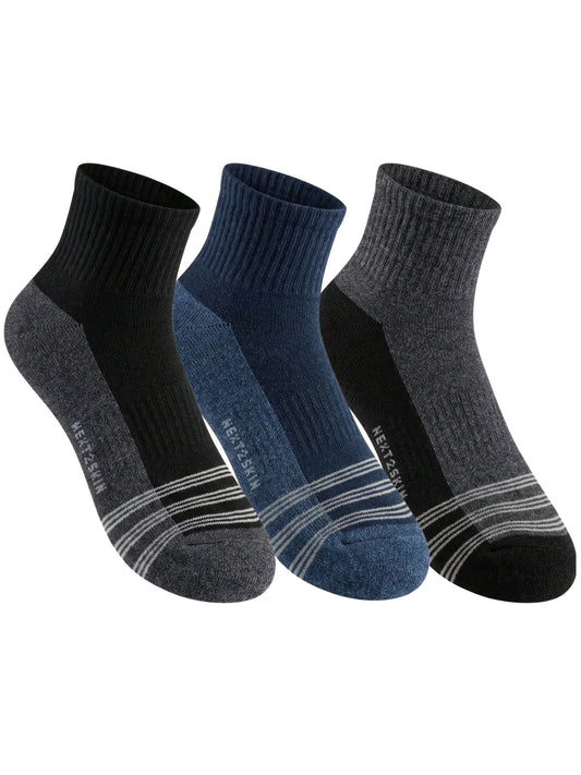 NEXT2SKIN Men Terry Full Ankle Length Breathable Cotton Blend Socks (Multicolor) Pack of 3