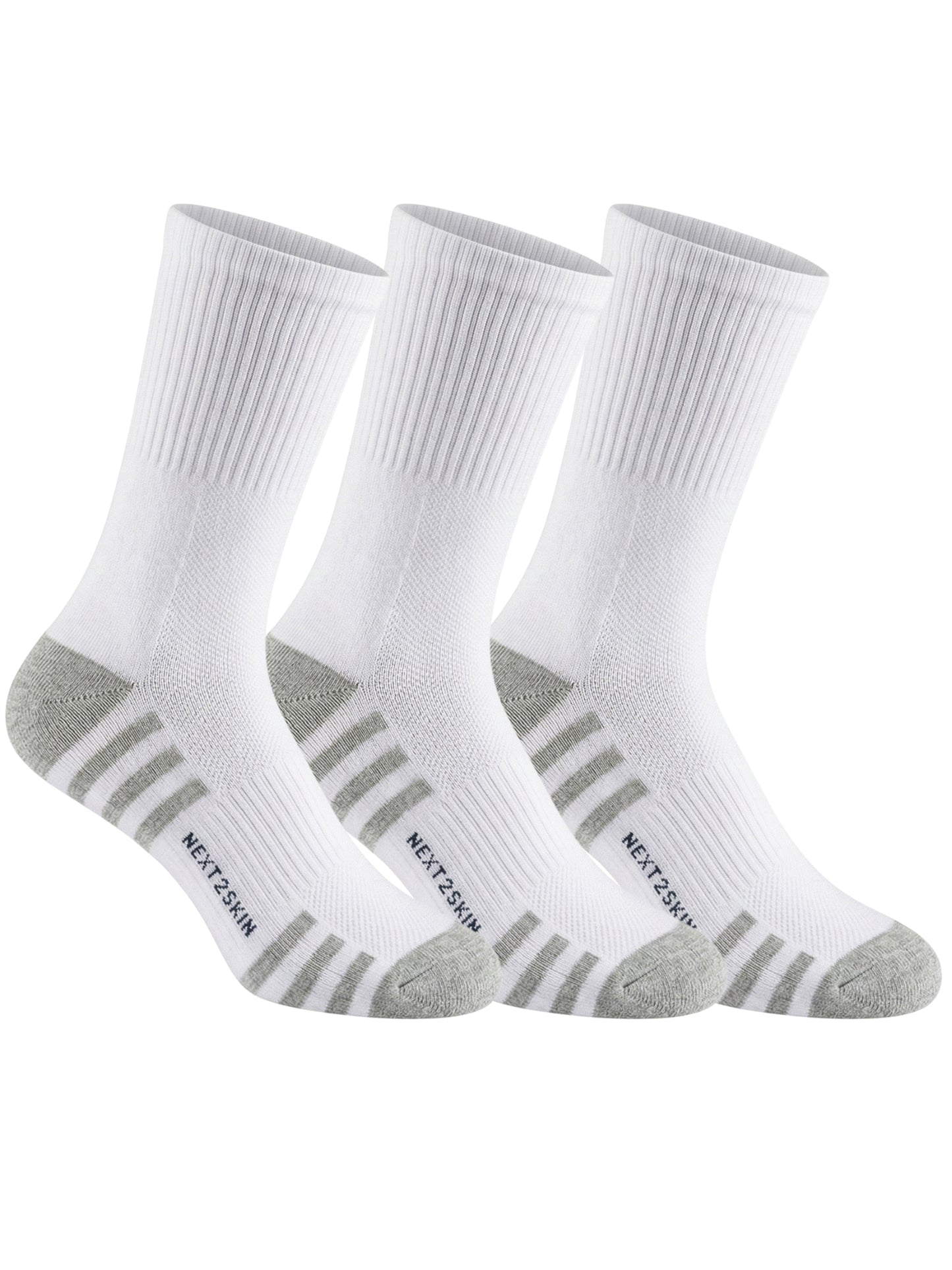 NEXT2SKIN Men Terry Half Crew Length Breathable Cotton Blend Socks (White) Pack of 3