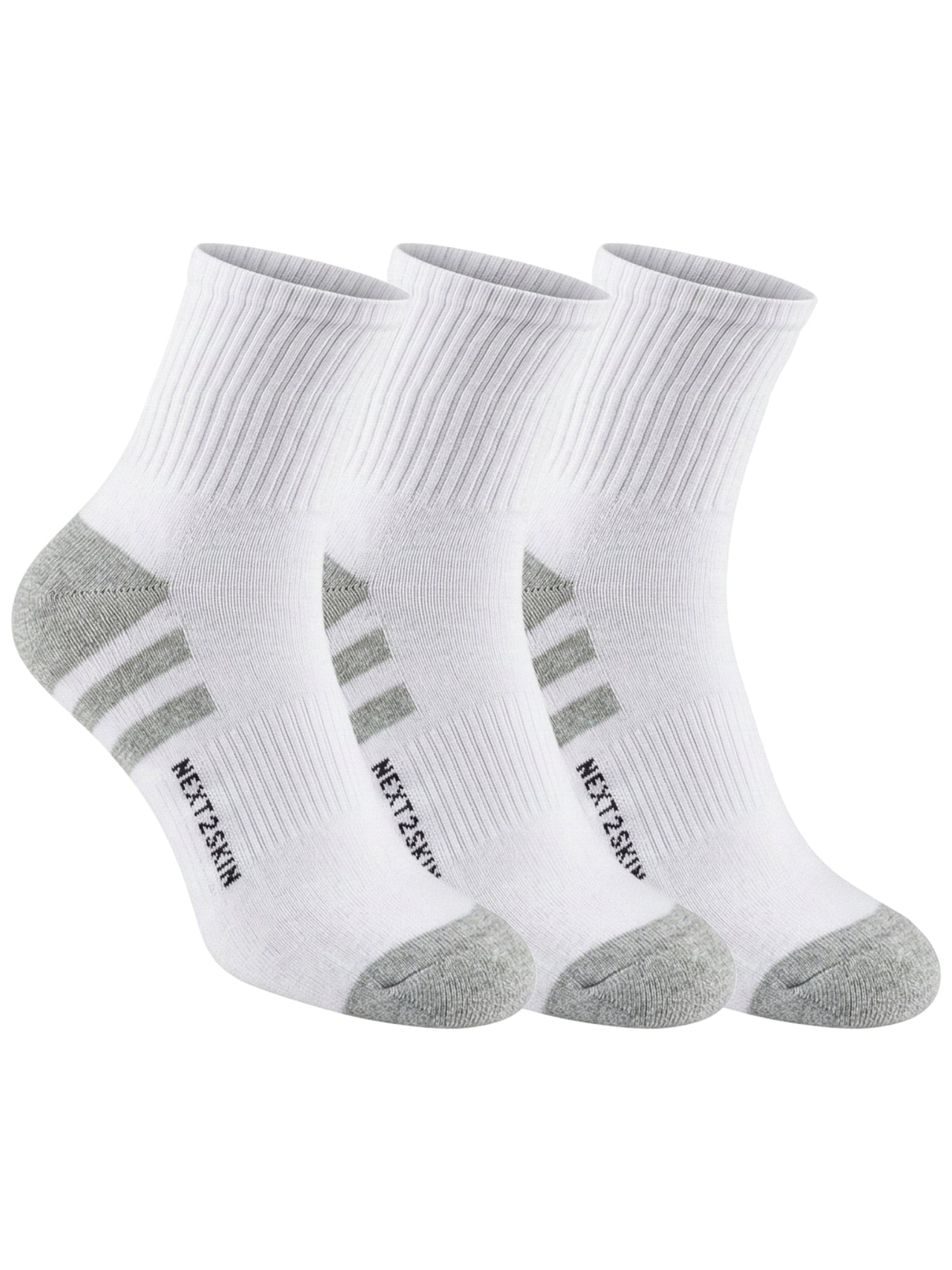 NEXT2SKIN Men Terry Full Ankle Length Breathable Cotton Blend Socks (White) Pack of 3