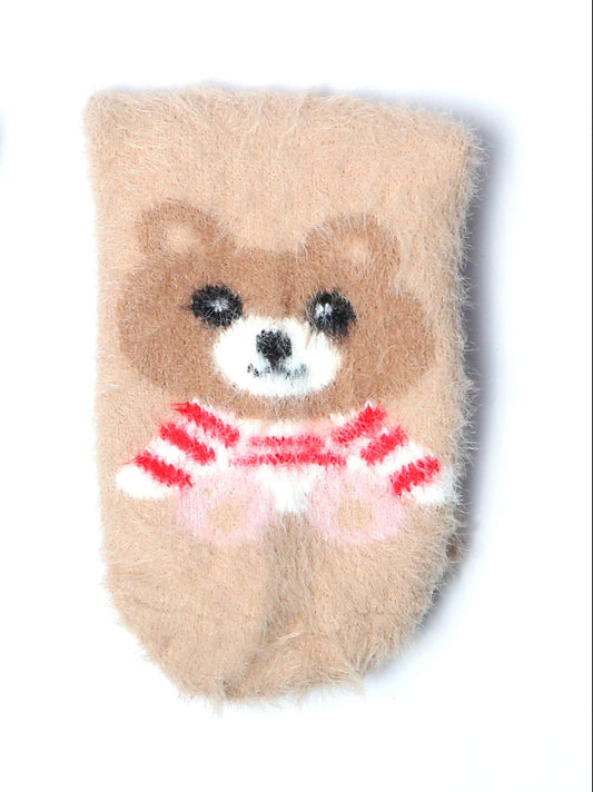 Kids Fur Warm Socks Teddy Pattern-Skin(Pack of 1)