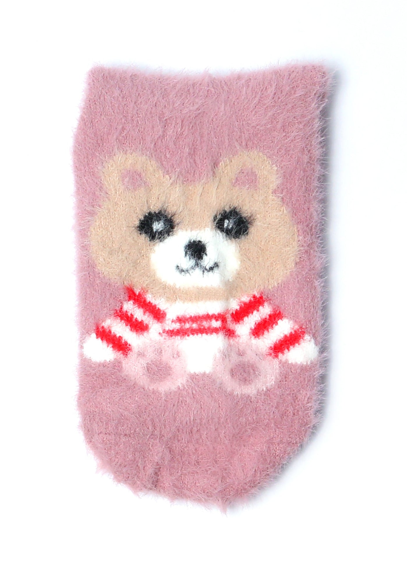 Kids Fur Warm Socks Teddy Pattern-Pink(Pack of 1)