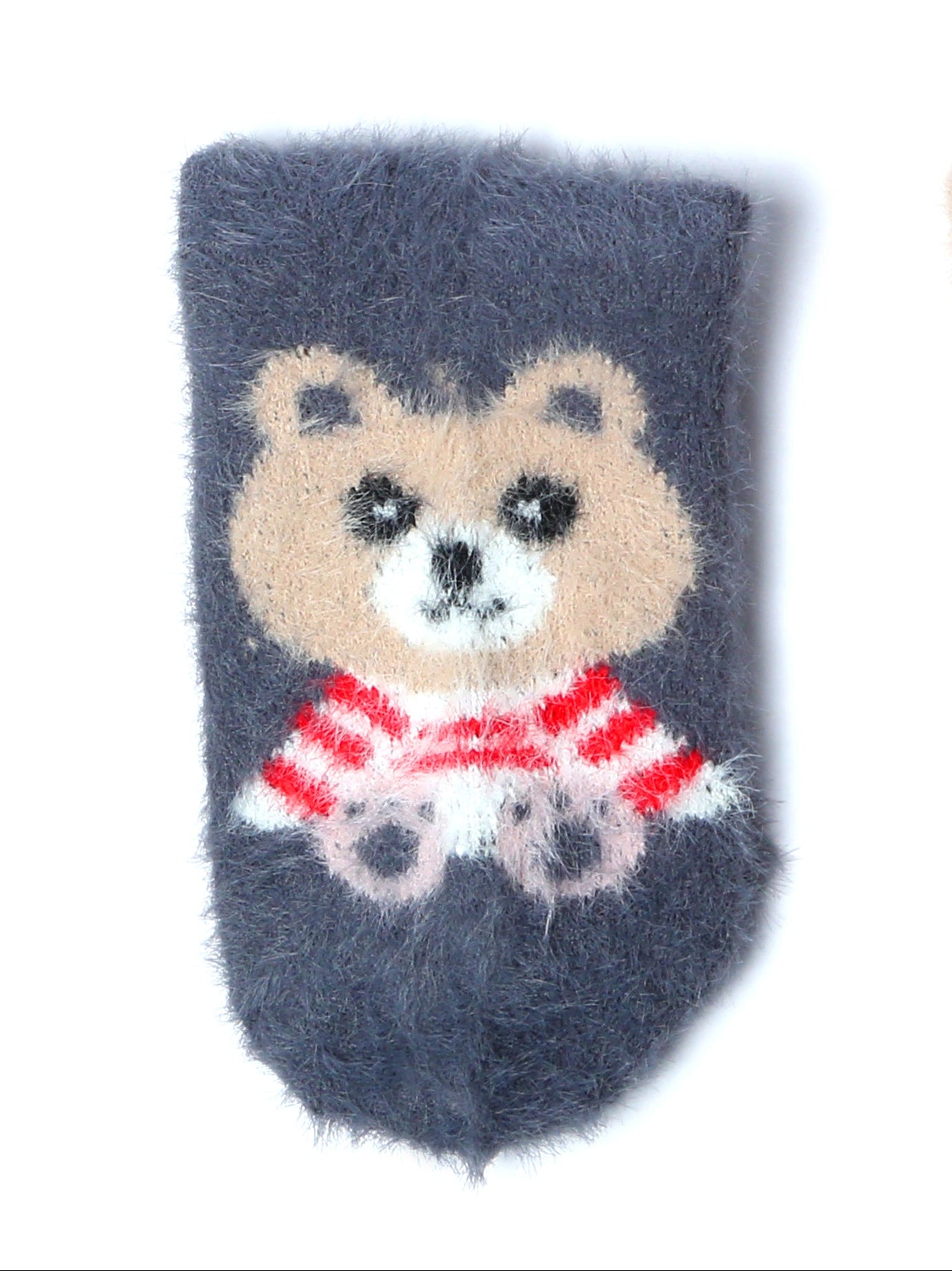 Kids Fur Warm Socks Teddy Pattern-Dark Grey(Pack of 1)
