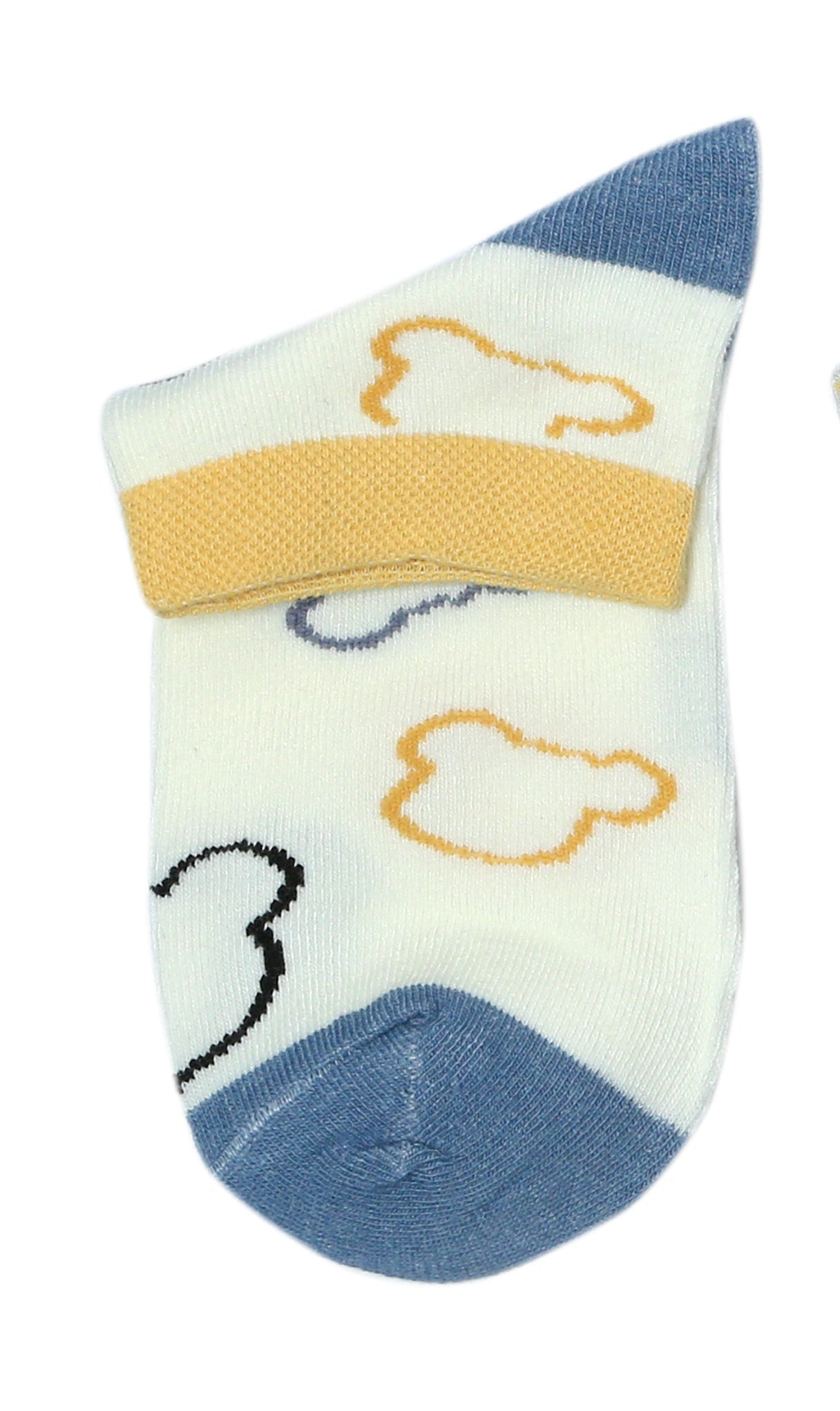 Kids Cotton Stripes & Mix Pattern Ankle Socks-Pack of 1(Yellow)