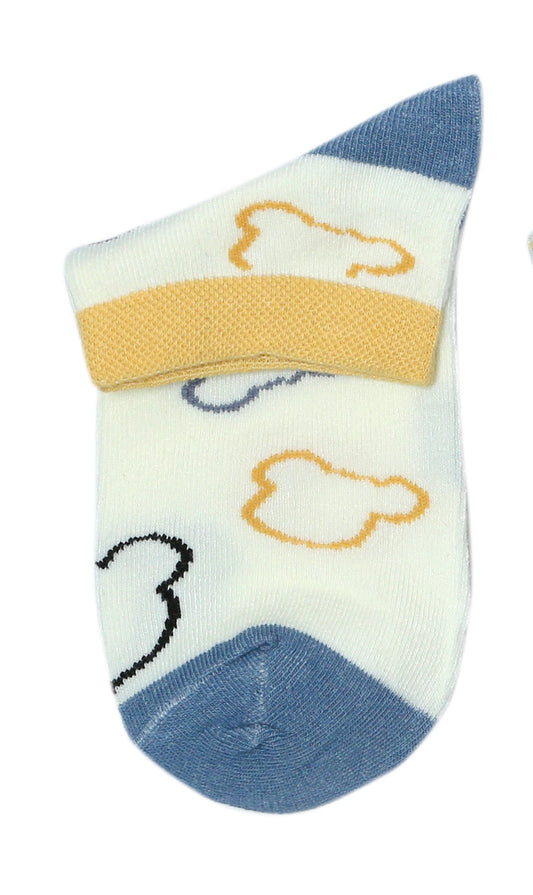 Kids Cotton Stripes & Mix Pattern Ankle Socks-Pack of 1(Yellow)